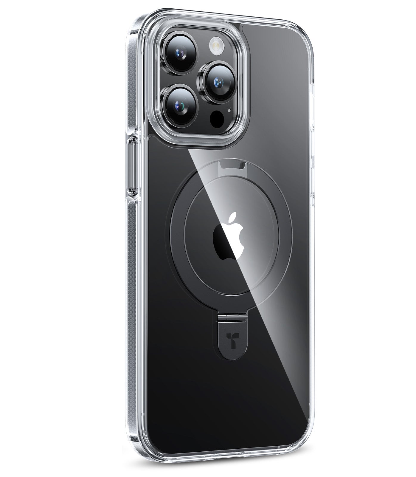 TORRAS Magnetic Ostand Hue Designed for iPhone 15 Pro Max Case, [Mil-Grade Drop Tested][Compatible with MagSafe][Built in Kickstand] Clear Slim Hard Back Soft Edge Anti-Fingerprint, Ostand Hue, Black