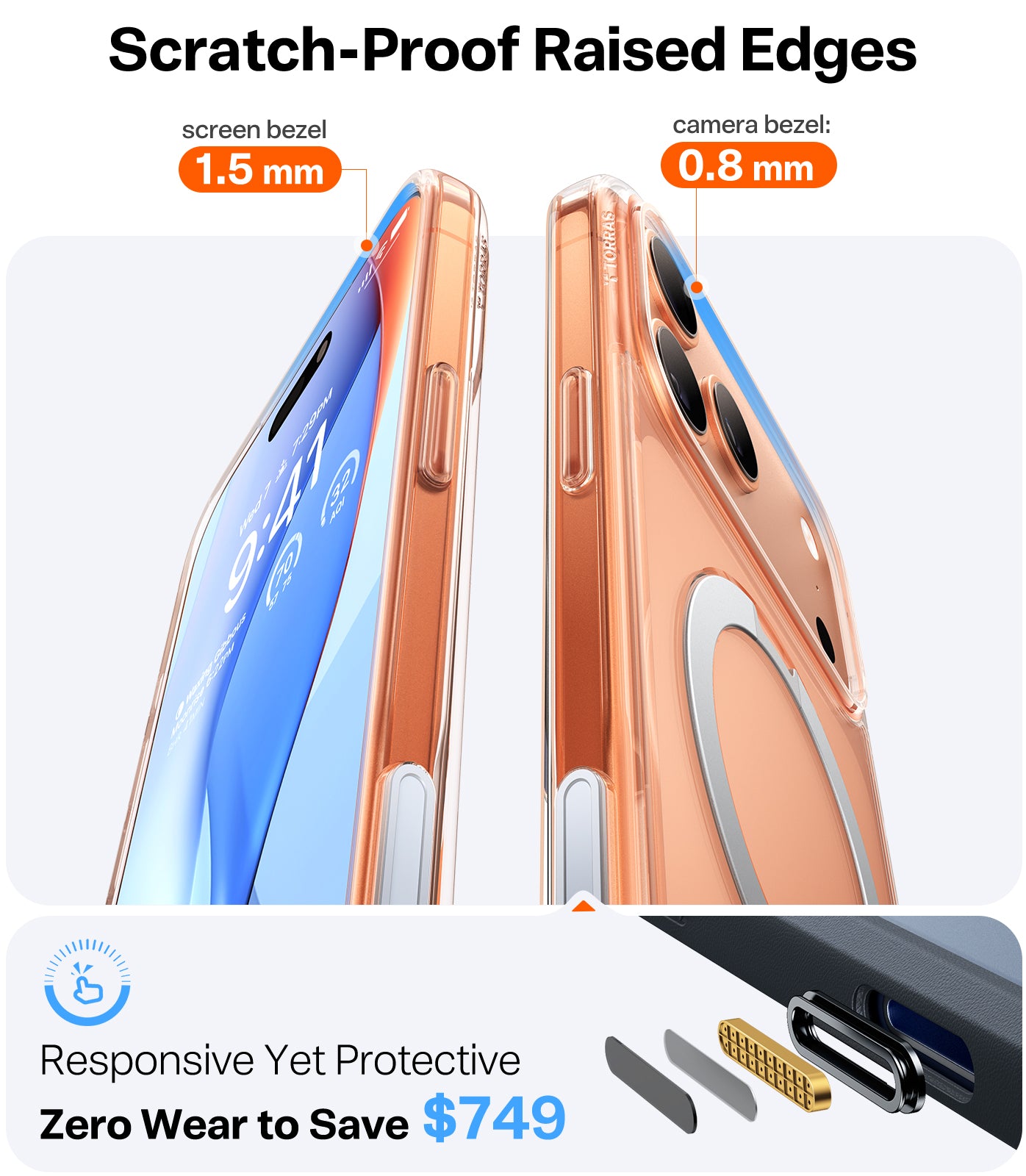 TORRAS Ostand Spin Series for iPhone 17 Pro Max (6.9-Inch) Case, 360° Spin Magnetic Stand, MagSafe Compatible, Mil-Grade Protection Case with Kickstand – Clear