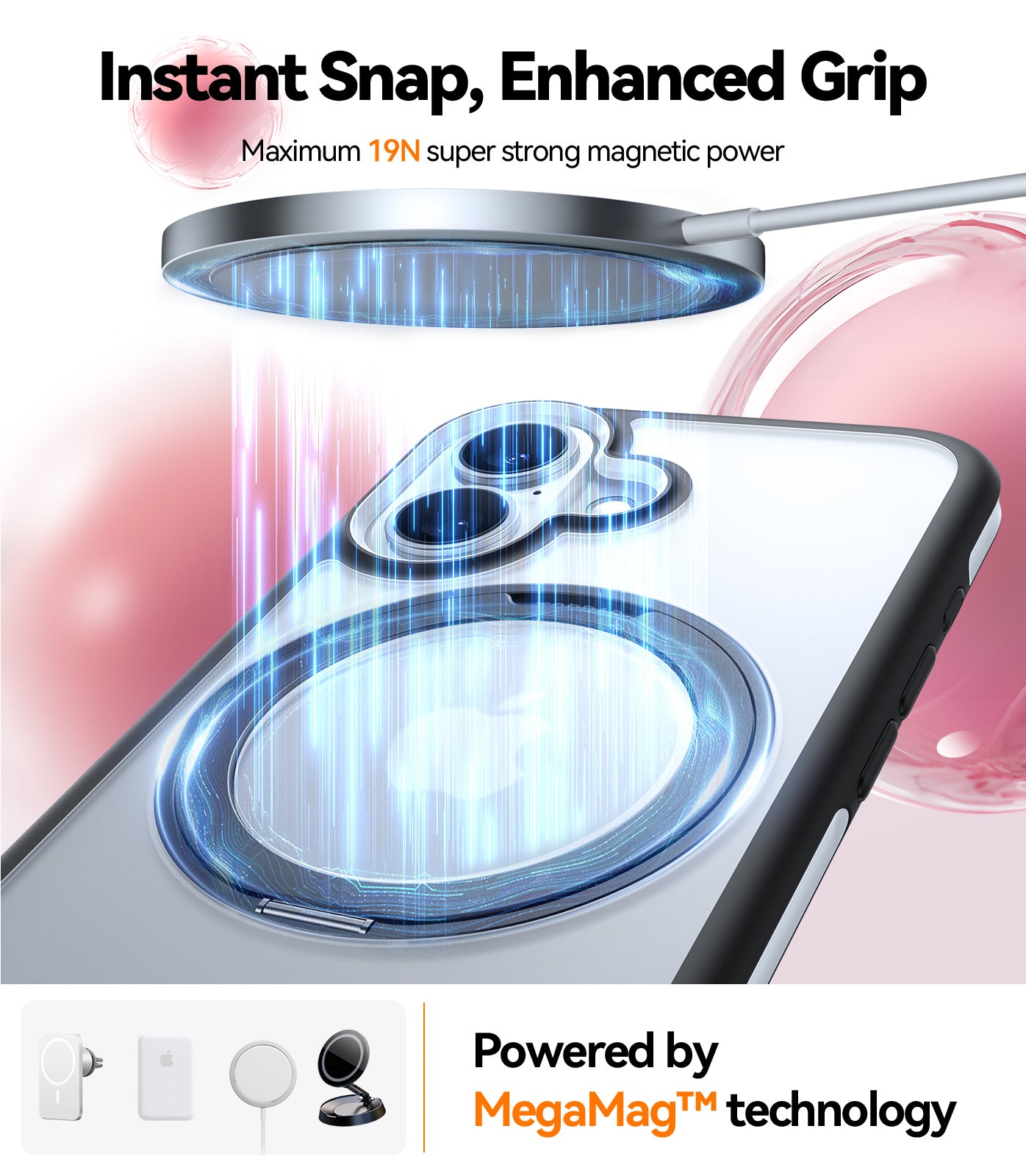 Upgraded 360°Rotatable Magnetic Ring for iPhone 16 Plus Case