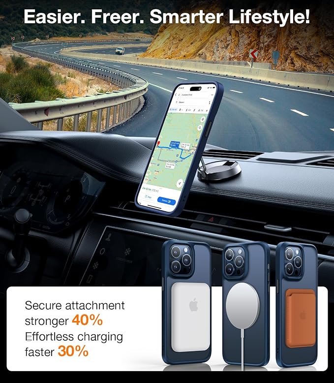 TORRAS Magnetic Guardian Designed for iPhone 15 Pro Max Case, [Mil-Grade Drop Tested] [Compatible with MagSafe] Slim Frosted, Translucent Slim Protective Case for 15 Pro Max Anti-Fingerprint Anti-ScratchCase for iPhone 15 Pro Max Phone Case (6.7") Blue