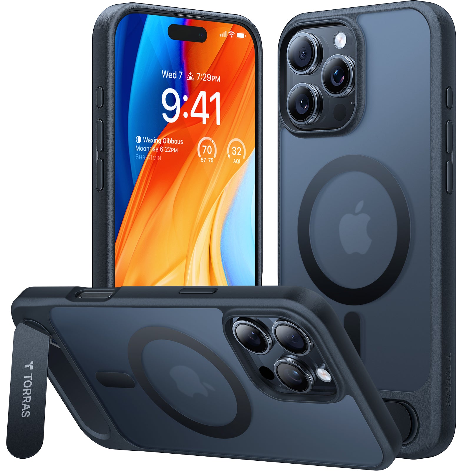 TORRAS Strong Magnetic & Seamless Stand for iPhone 16 Pro Case, [18N Mighty Magnetic] [12FT Mil-Grade Drop Tested] [Fit for MagSafe] Kickstand Protective Slim Phone Case for iPhone 16 Pro 6.3", Black