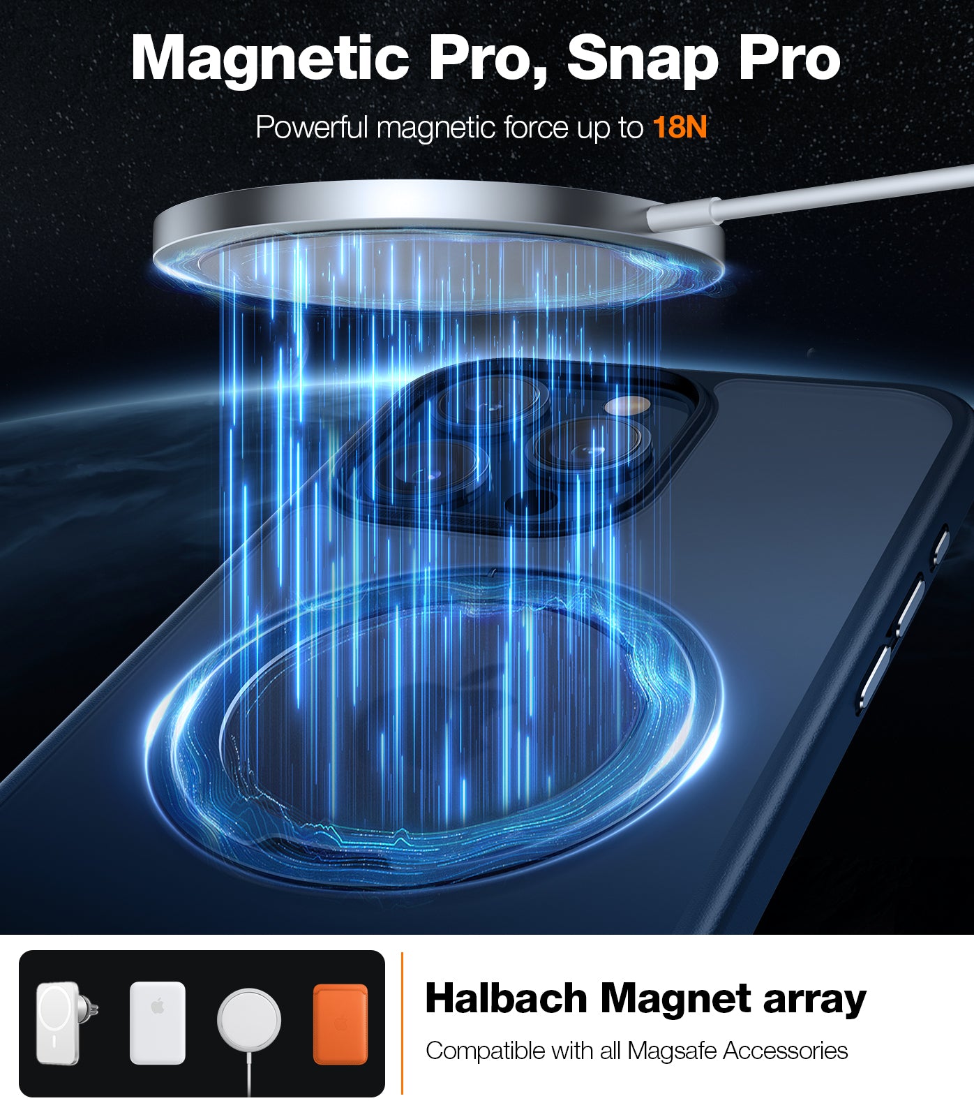 TORRAS 360°Rotatable Magnetic Ring for iPhone 15 Pro Max Case, Fit for MagSafe with Stand & Ring Holder, Mil-Grade Shockproof Translucent Back for iPhone 15 ProMax Case Ostand Pro, Blue Navy Blue