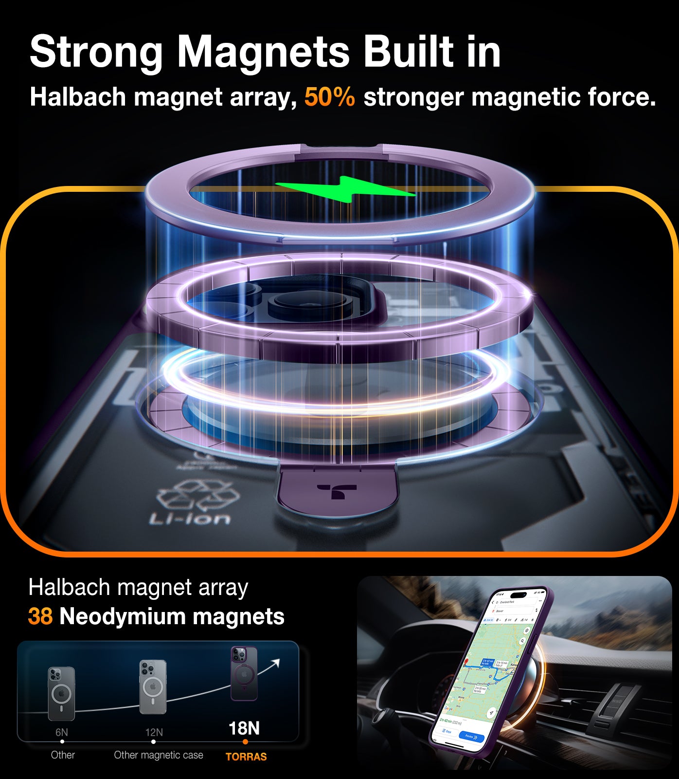 TORRAS Magnetic Ostand for iPhone 15 Pro Max Case 6.7 inch, [Mil-Grade Drop Tested][Compatible with MagSafe][Built in Kickstand] Translucent Slim Back Soft Edge, Ostand Matte, Frost Purple
