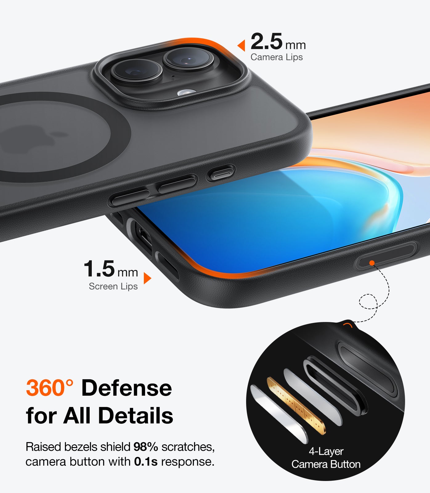 TORRAS Guardian-Mag Series Case for iPhone 17 (6.3") – Magnetic, 12FT Military-Grade Drop Protection, Slim & Sleek Design, Black