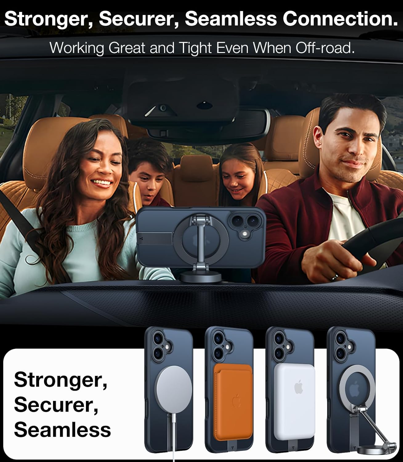 جراب TORRAS المغناطيسي 360 درجة لهاتف iPhone 16، حماية كاملة للكاميرا، مناسب لـ MagSafe، حماية من السقوط بدرجة عسكرية 16 قدمًا، جراب نحيف غير لامع لهاتف iPhone 16 مع حامل (6.1 بوصة)، أسود 