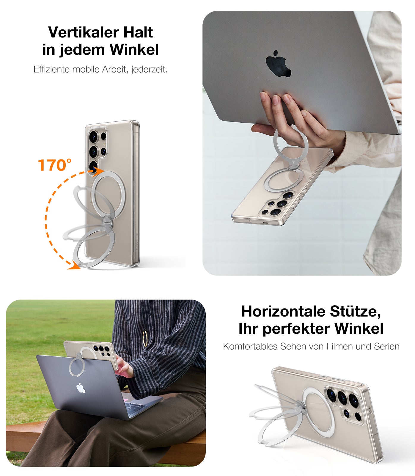 TORRAS 360° Spin Magnetic Stand for Samsung Galaxy S25 Ultra Case, Fit for Magsafe, Mil-Grade Slim Hard PC Protective S25 Ultra Clear Case with Kickstand & Ring Holder, Ostand Spin, Clear
