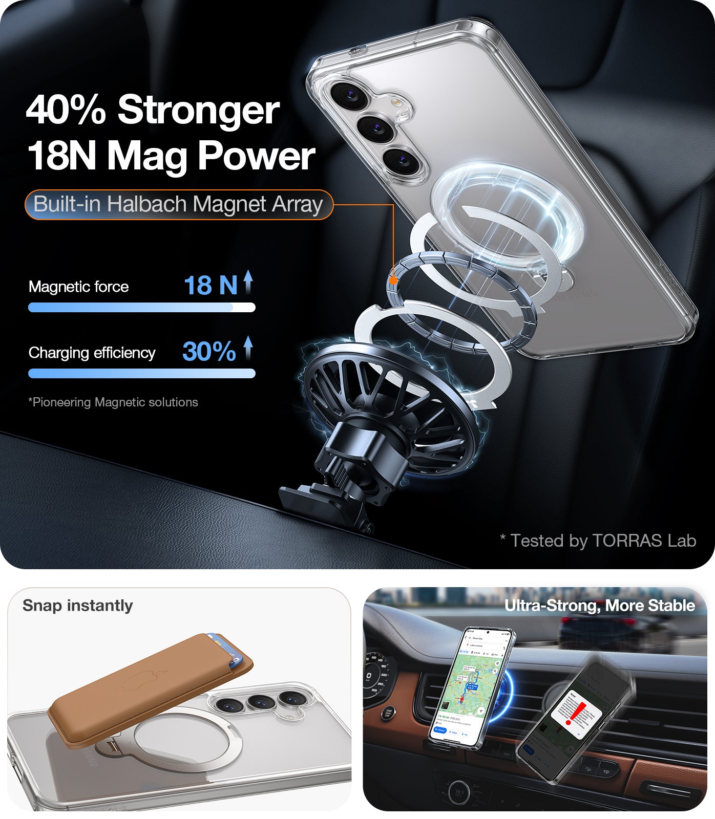 TORRAS 360°Spin Magnetic Stand for Samsung Galaxy S25 Plus Case (2025), Fit for Magsafe Mil-Grade Shockproof Slim Protective S25+ Plus Case with Kickstand & Ring Holder, Ostand Spin, Clear
