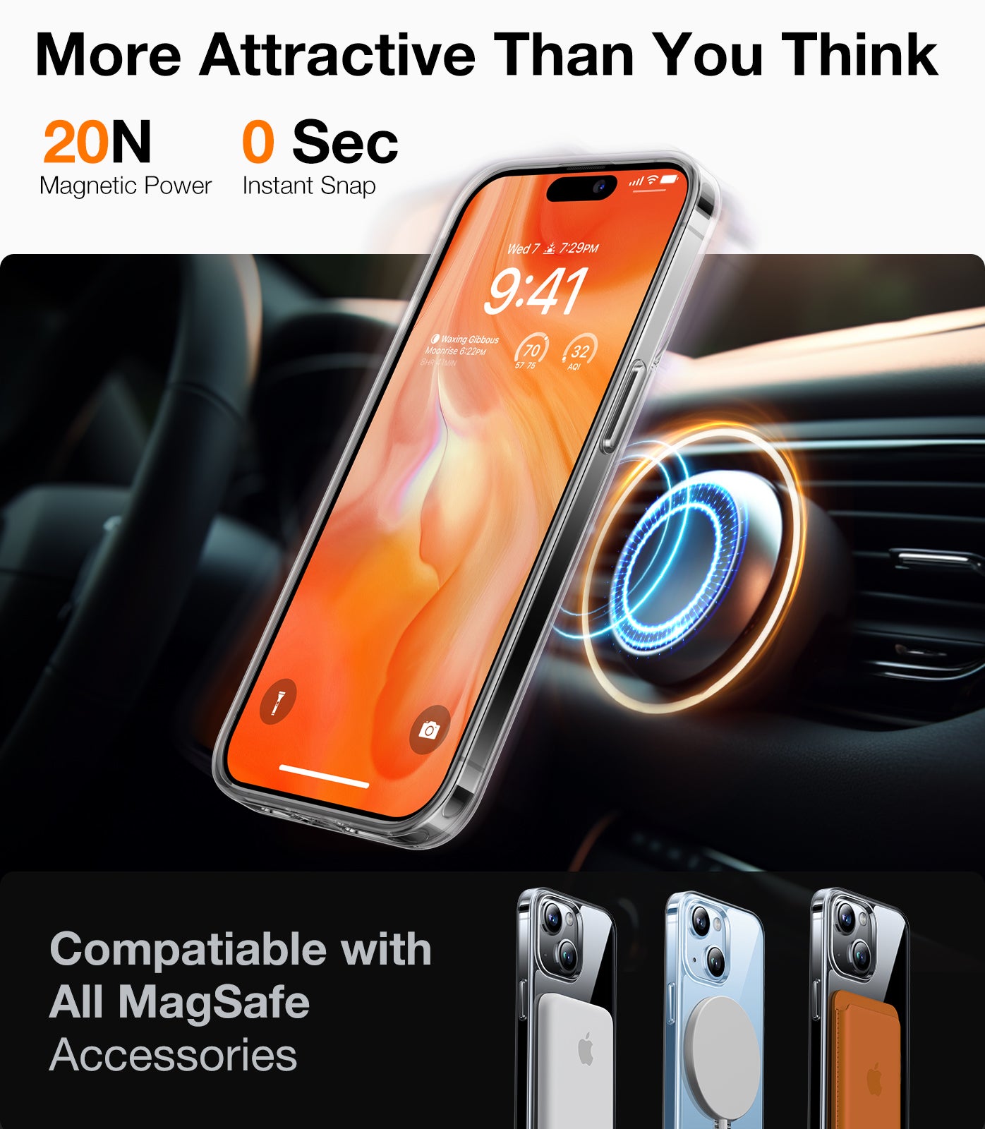 TORRAS Ultra Magnetic Ostand for iPhone 15 Plus Case Fit for MagSafe, Sturdy Stand & Ring Holder, Mil-Grade Shockproof Matte Anti-Scratch Slim Protective Kickstand Phone Case for iPhone 15 Plus, Ostand, Clear