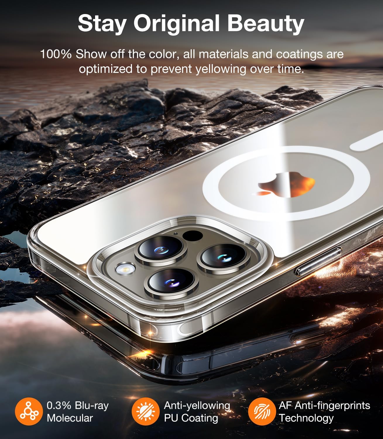 TORRAS Magnetic Shockproof Compatible with iPhone 15 Pro Case, [Mil-Grade Drop Tested] [Compatible with MagSafe] Translucent Slim Protective, PC & TPU, Anti-Fingerprint Guardian Mag 2023, Clear
