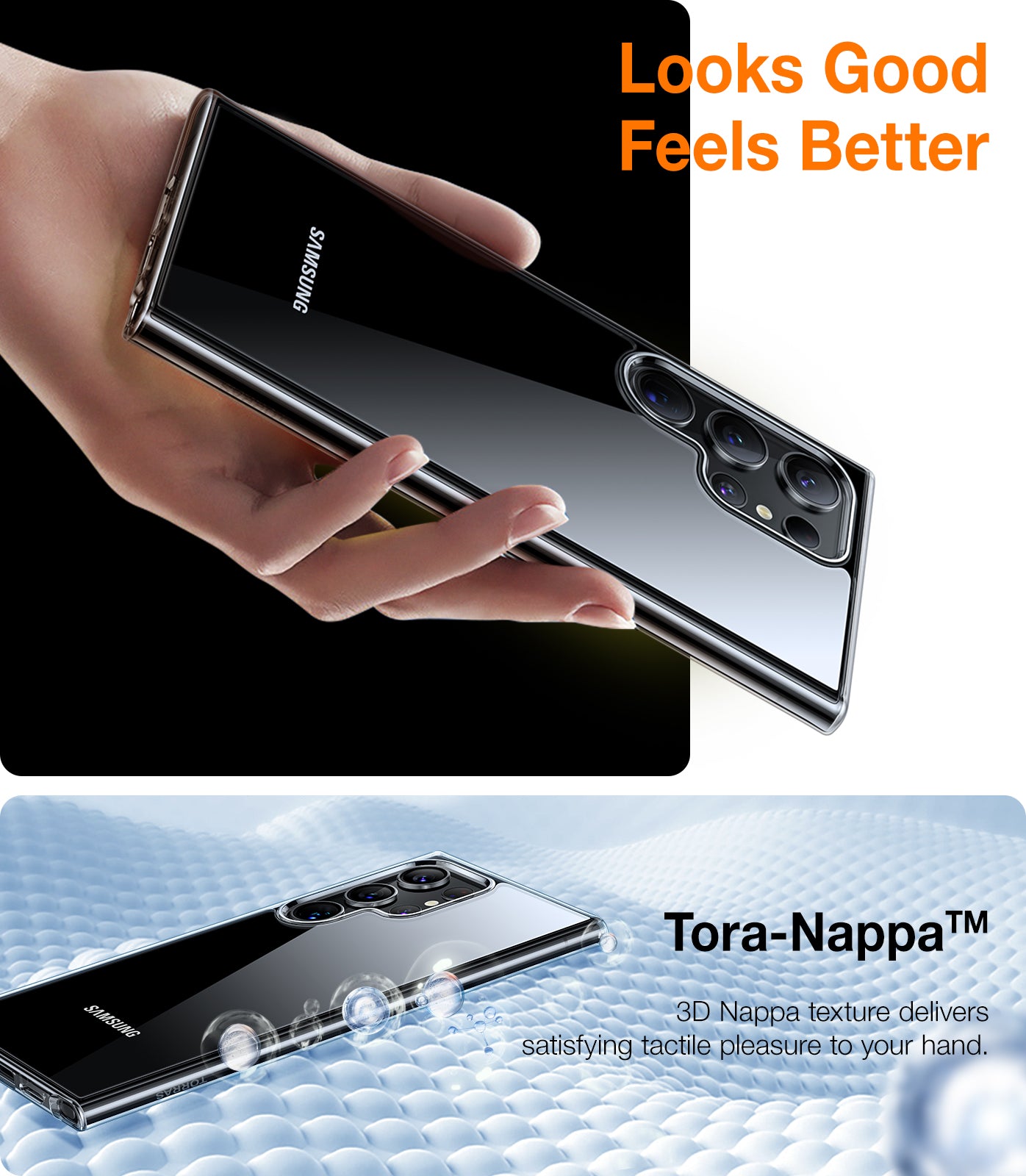 TORRAS Diamond Clear Designed for Samsung Galaxy S24 Ultra Case, 12FT [Mil-Grade Drop Tested, Never Yellowing, Hard Back Soft Edge Slim Thin Shockproof Phone Case for Galaxy S24 Ultra 6.8", Diamond, Clear