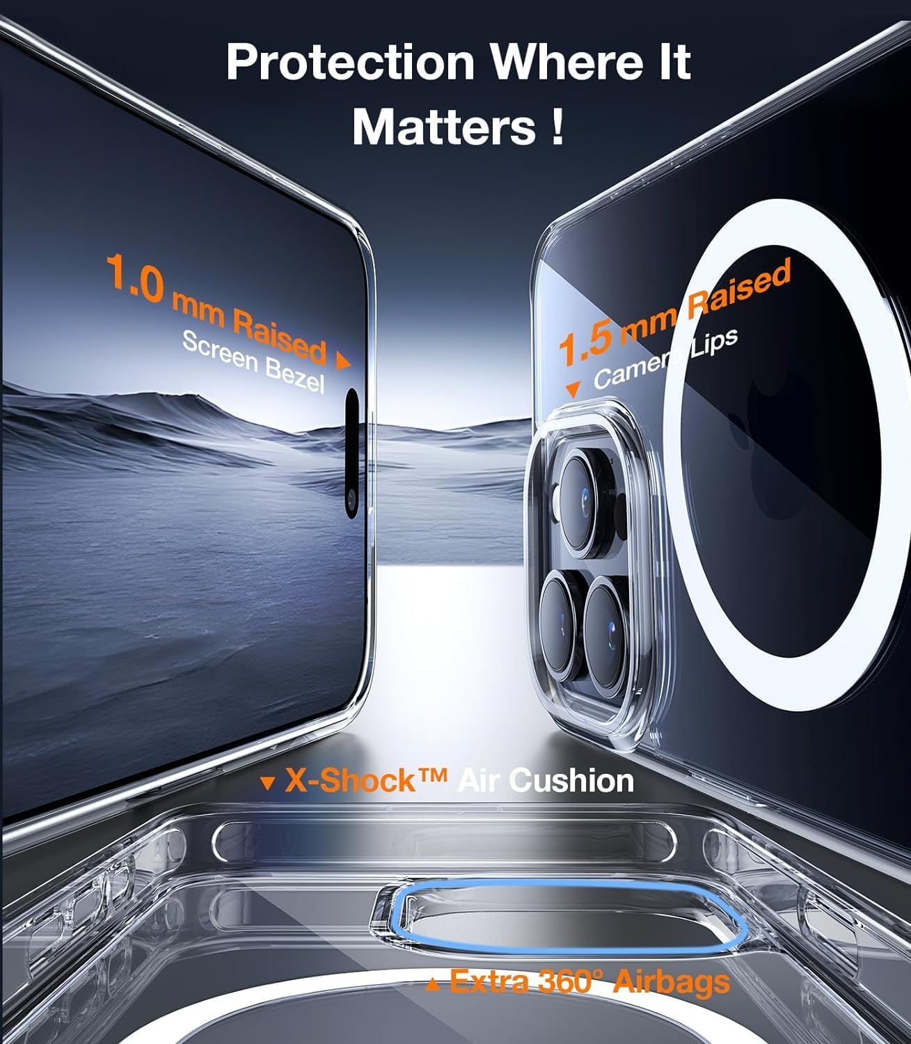 TORRAS Magnetic & Seamless Stand for iPhone 15 Pro Max Case, Fit for MagSafe, Mil-Grade Drop Protection, Adjustable Kickstand Phone Case for iPhone 15 Pro Max, Slim Clear