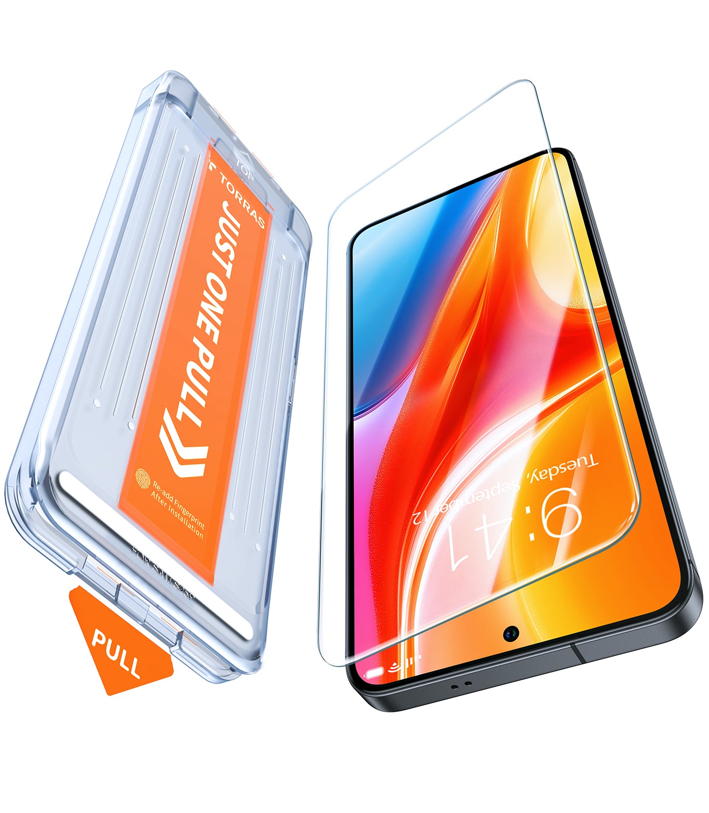 TORRAS 12FT Military-Grade Shatterproof for Samsung Galaxy S25 Screen Protector [9H+ Durable ＆ Just One-Pull] Full Coverage Bubble Free Galaxy Screen Protector 25 Tempered Glass, 1 Pack