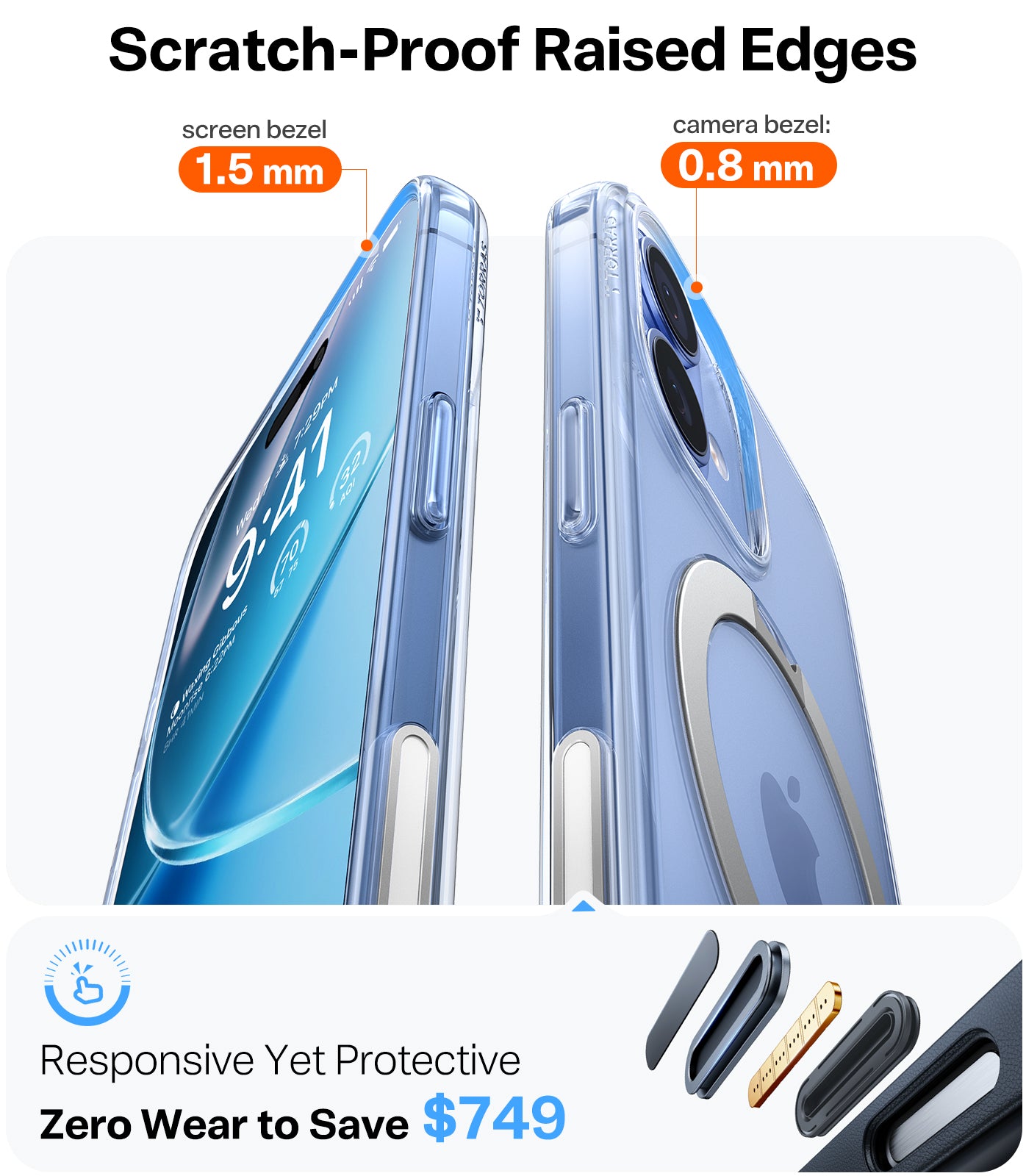 TORRAS Ostand Spin Series for iPhone 17 (6.3-Inch) Case, 360° Spin Magnetic Stand, MagSafe Compatible, Mil-Grade Protection Case with Kickstand – Clear