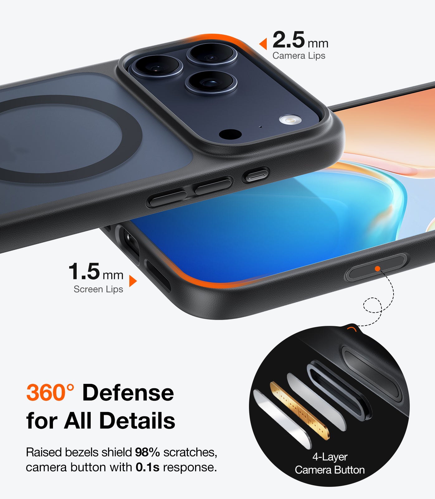 TORRAS Guardian-Mag Series Case for iPhone 17 Pro (6.3") – Magnetic, 12FT Military-Grade Drop Protection, Slim & Sleek Design, Black