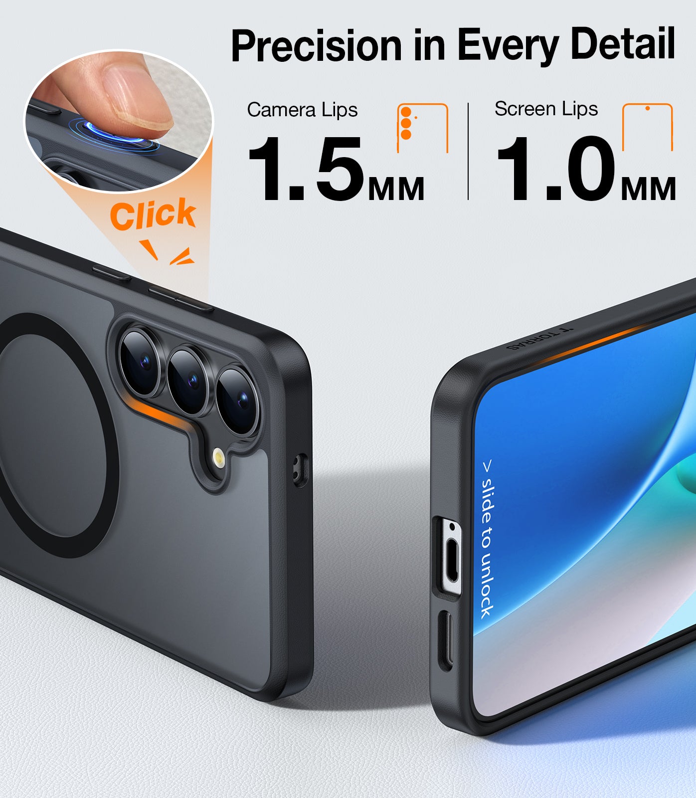 TORRAS Strong Magnetic & Seamless Stand for Samsung Galaxy S25 Plus Case, Fit for MagSafe, Mil-Grade Drop Protection, Adjustable Kickstand for Samsung Galaxy S25 Plus Case, Slim Translucent Black