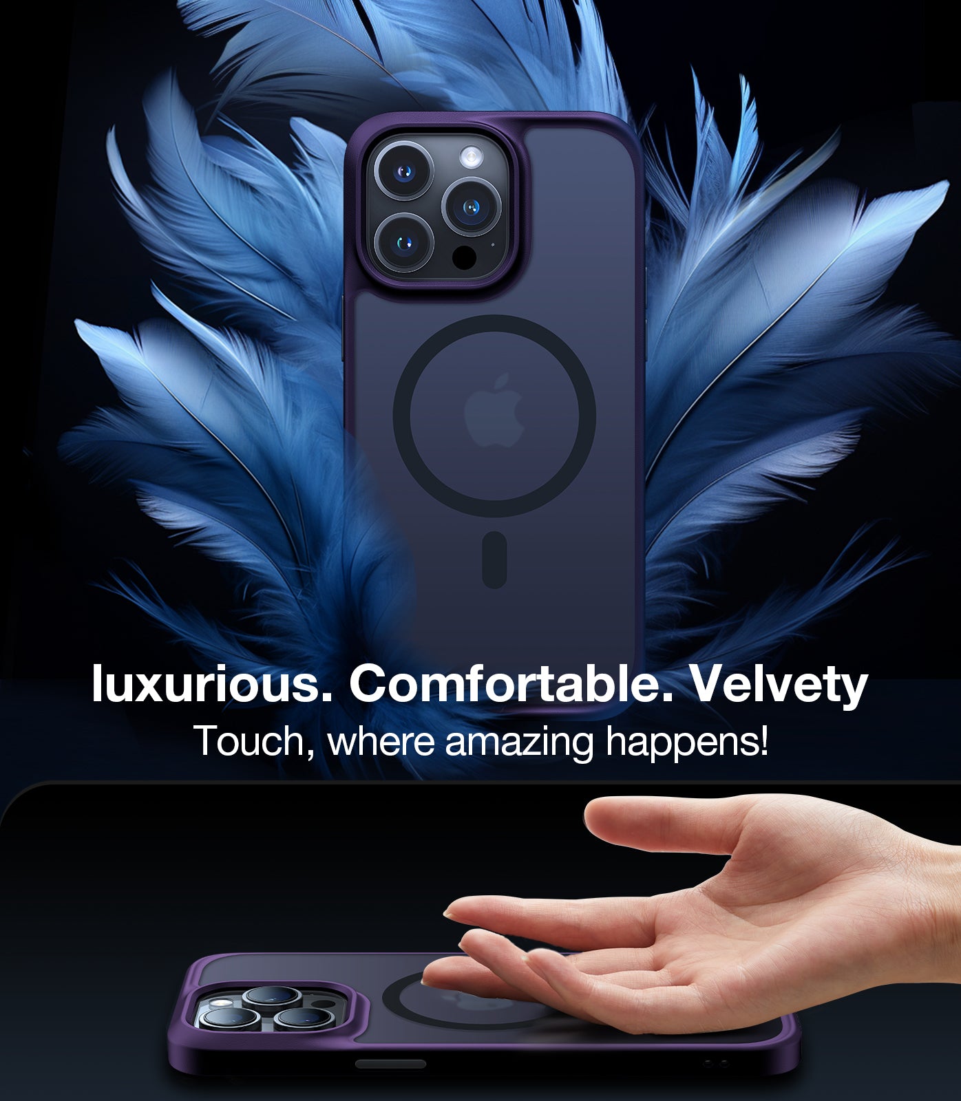 TORRAS Magnetic Shockproof Compatible with iPhone 15 Pro Case, [Mil-Grade Drop Tested] [Compatible with MagSafe] Translucent Slim Protective, PC & TPU, Anti-Fingerprint Guardian Mag 2023, Purple