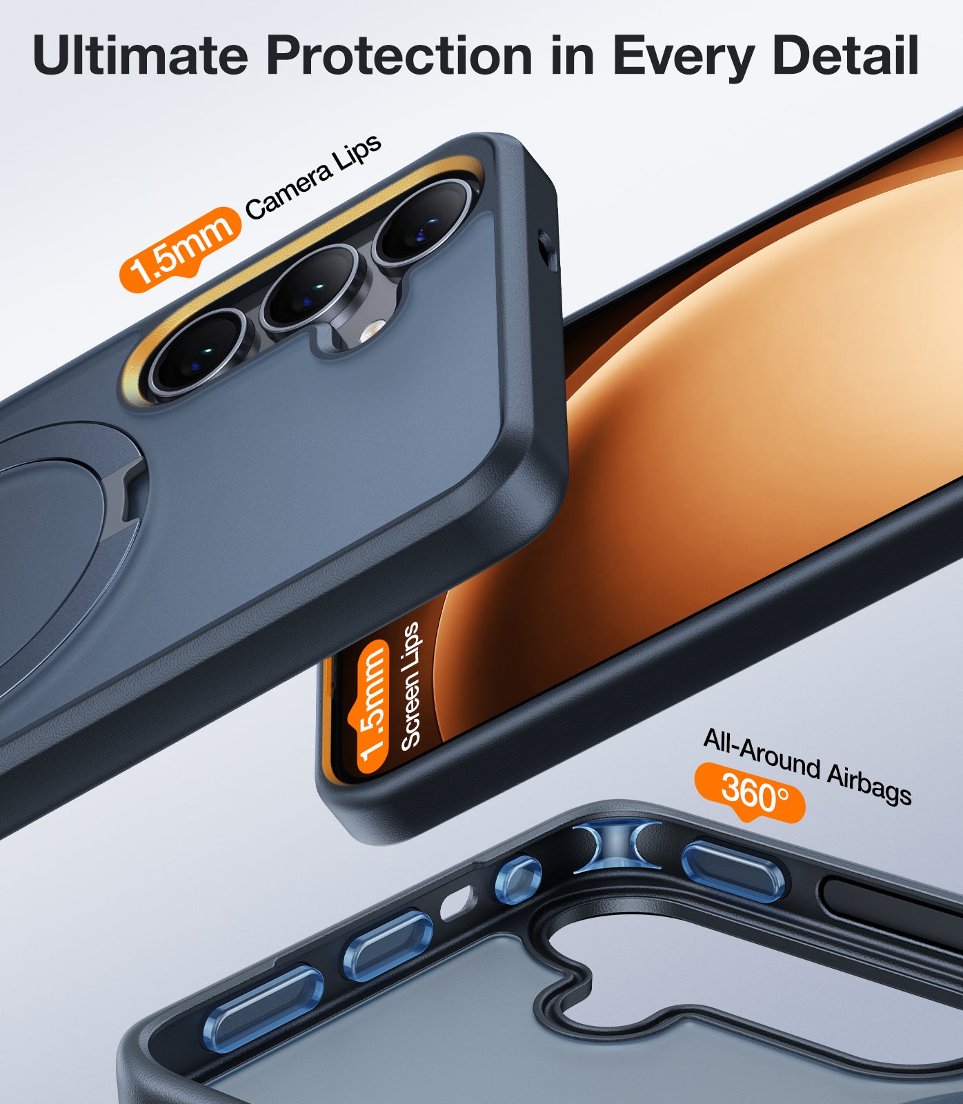 TORRAS Magnetic Stand for Samsung Galaxy S25 Plus Case, [Compatible with Magsafe] [Mil-Grade Drop Tested] Shockproof Ring Translucent Slim Protective Phone Case for S25 Plus Case Ostand, Black
