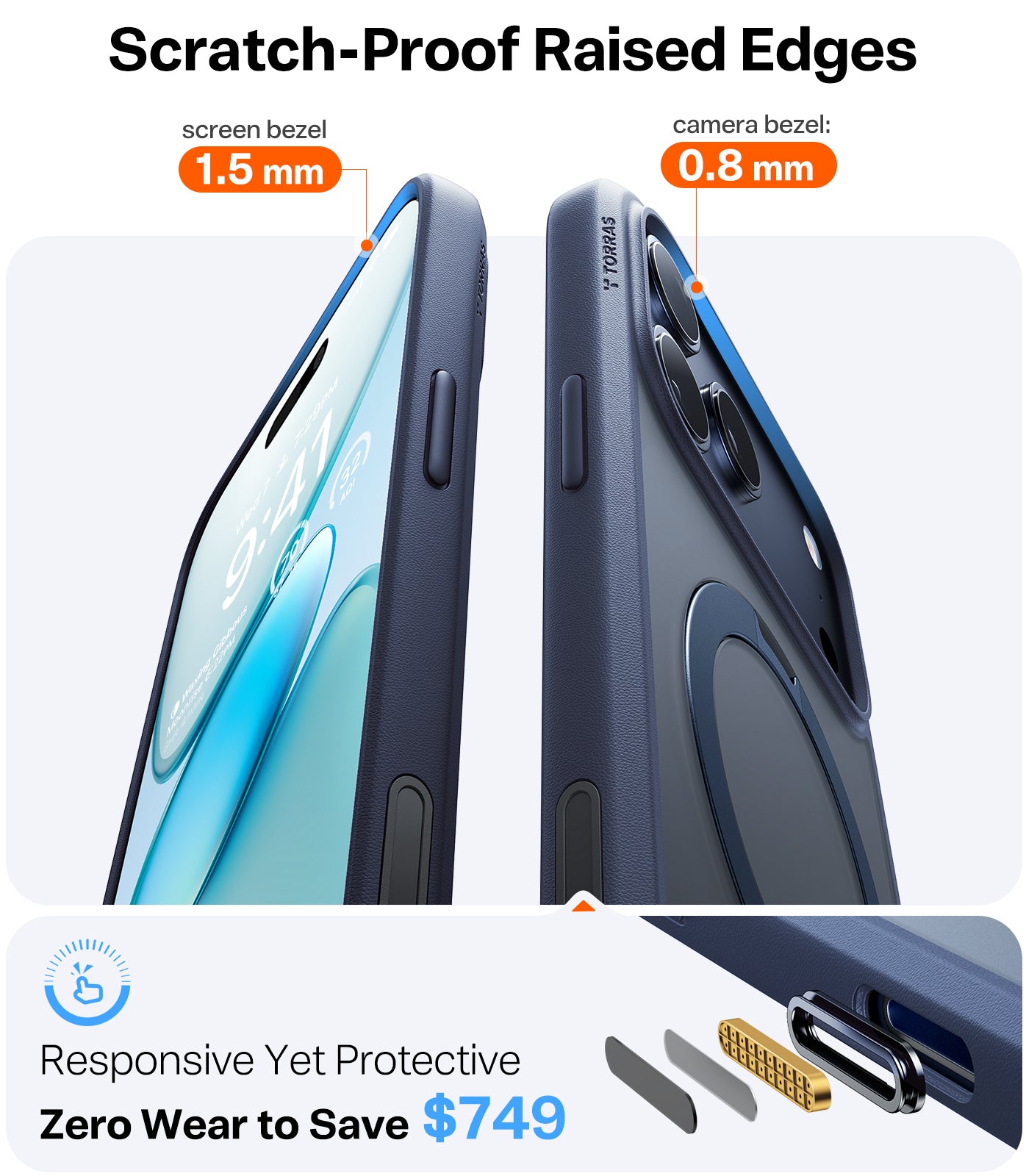 TORRAS Ostand Spin Series for iPhone 17 Pro Max (6.9-Inch) Case, 360° Spin Magnetic Stand, MagSafe Compatible, Mil-Grade Protection Case with Kickstand – Midnight Blue