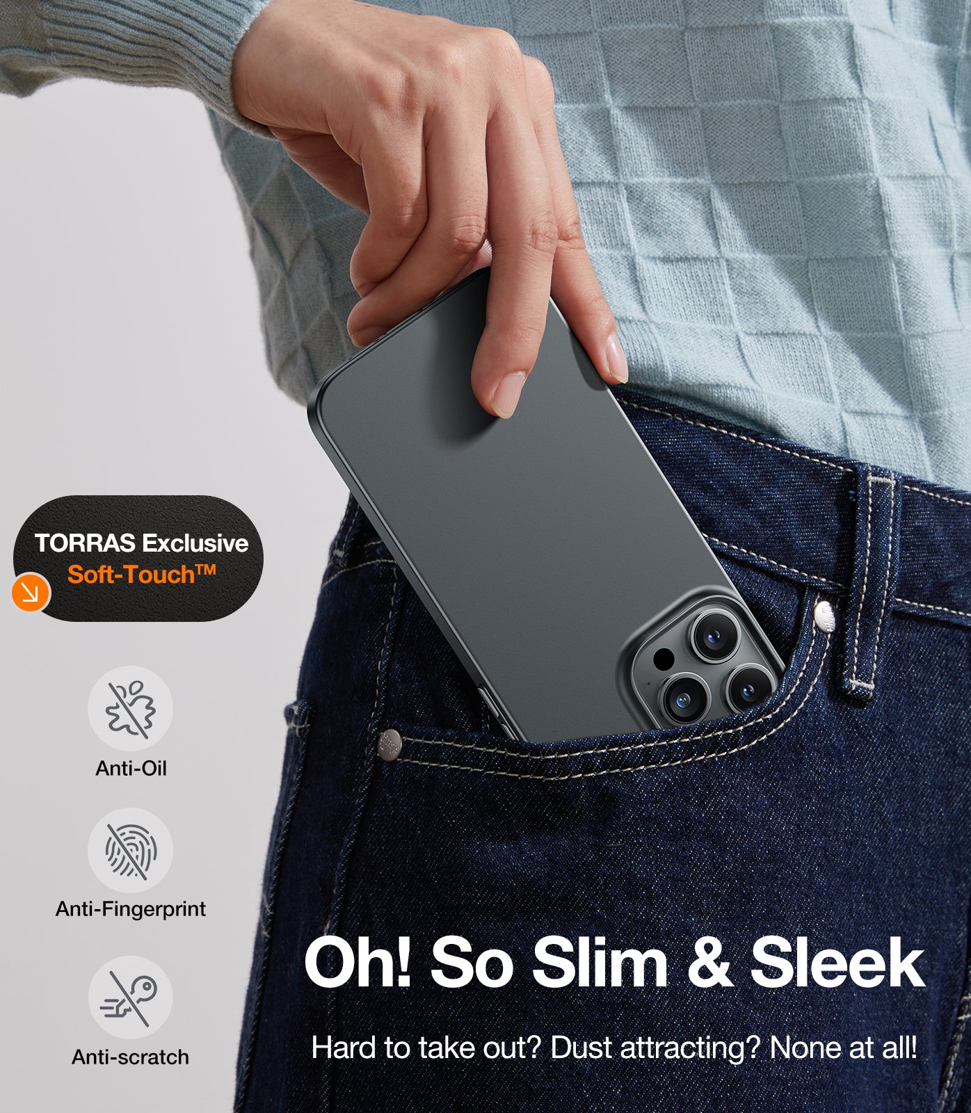 TORRAS Magnetic Slim-Fit for iPhone 15 Pro Max Case, Ultra-Thin 15 ProMax Phone Case Compatible with MagSafe, Lightweight Anti-Scratch Matte Hard for iPhone 15 Pro Max Case 6.7 inch OriginFit-Mag, Grey