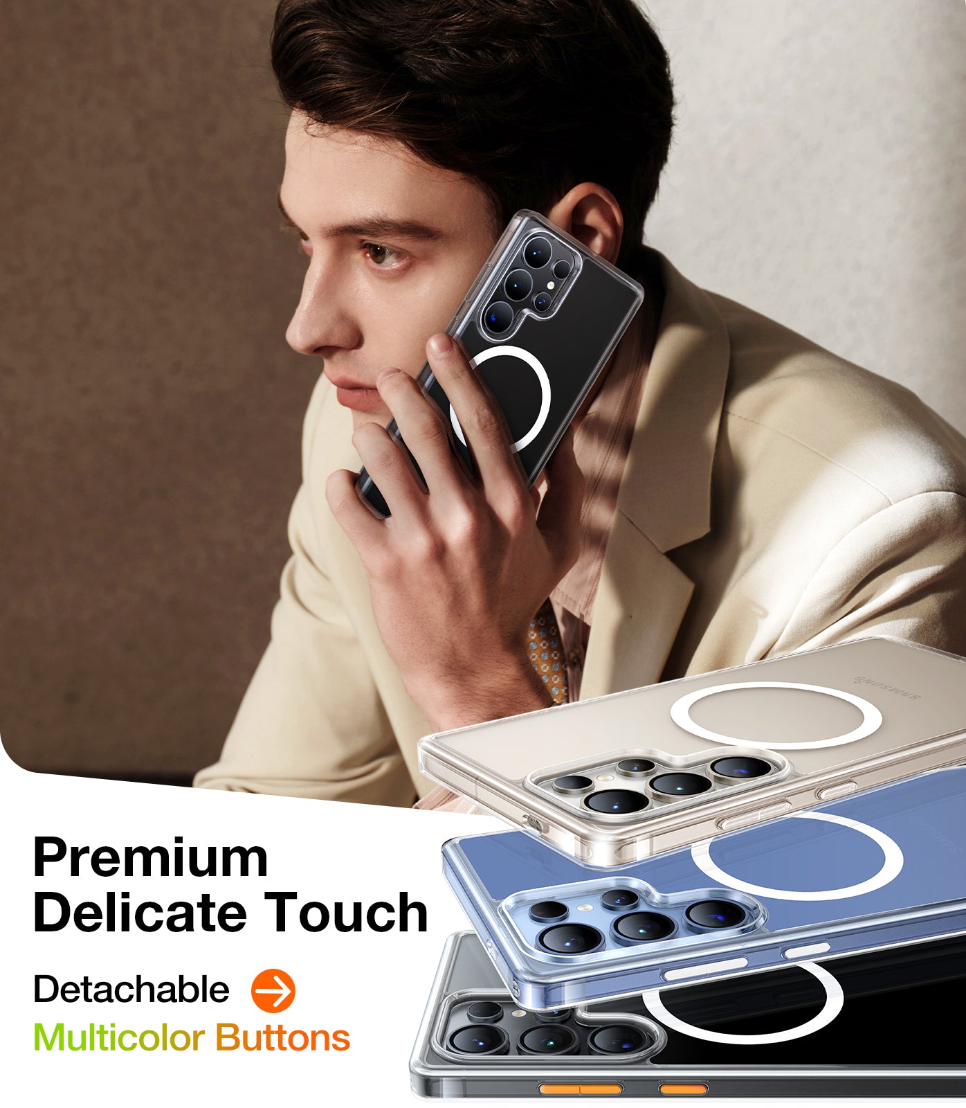 TORRAS Magnetic Shockproof for Samsung Galaxy S25 Ultra Case, Fit for MagSafe, 4X Mil-Grade Protection, Anti-Yellowing, Magnetic Slim Clear Case for Samsung S25 Ultra Case, Diamond - Clear