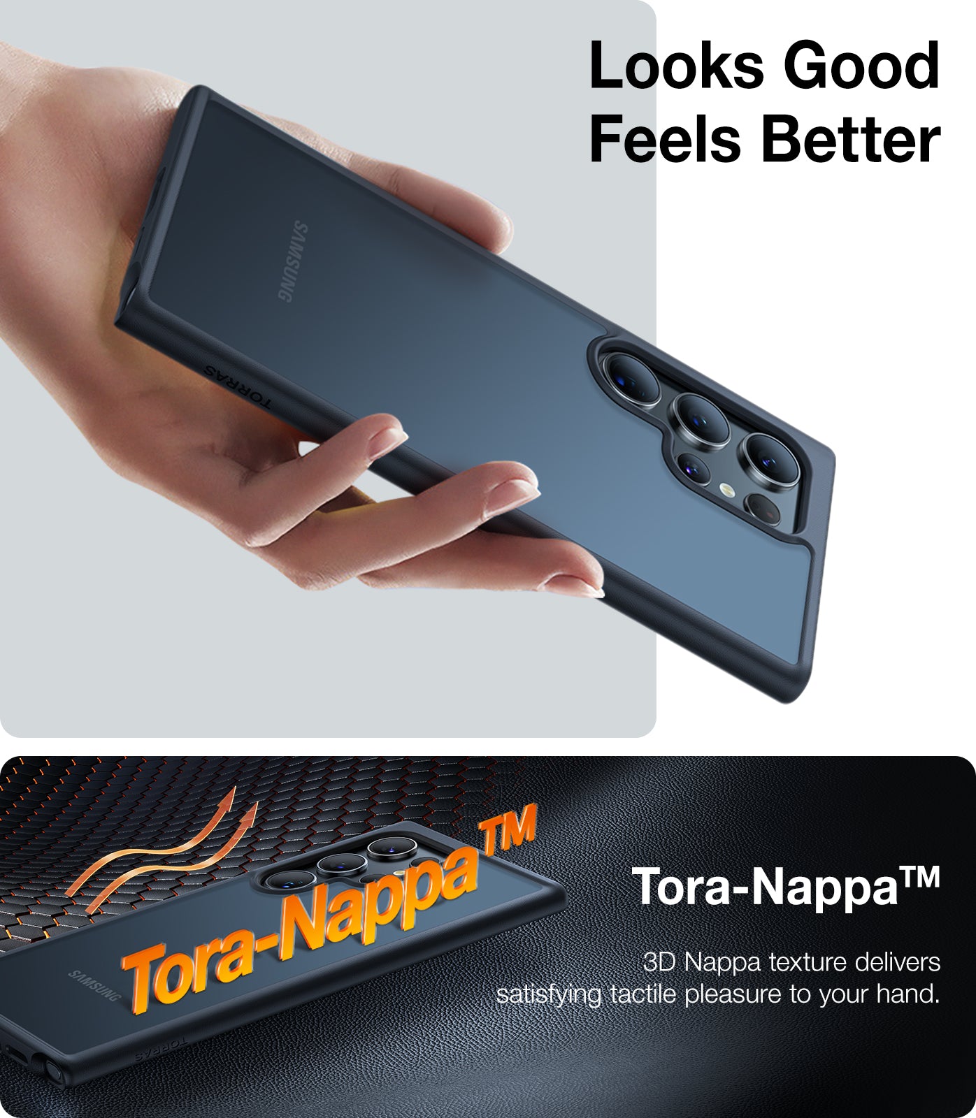 TORRAS Shockproof For Samsung Galaxy S24 Ultra Case 6.8-Inch,12Ft Mil-Grade Drop Tested, Protective Hard Semi-Clear Matte Back And Soft Edge Slim Galaxy S24 Ultra Case Guardian Series, Black