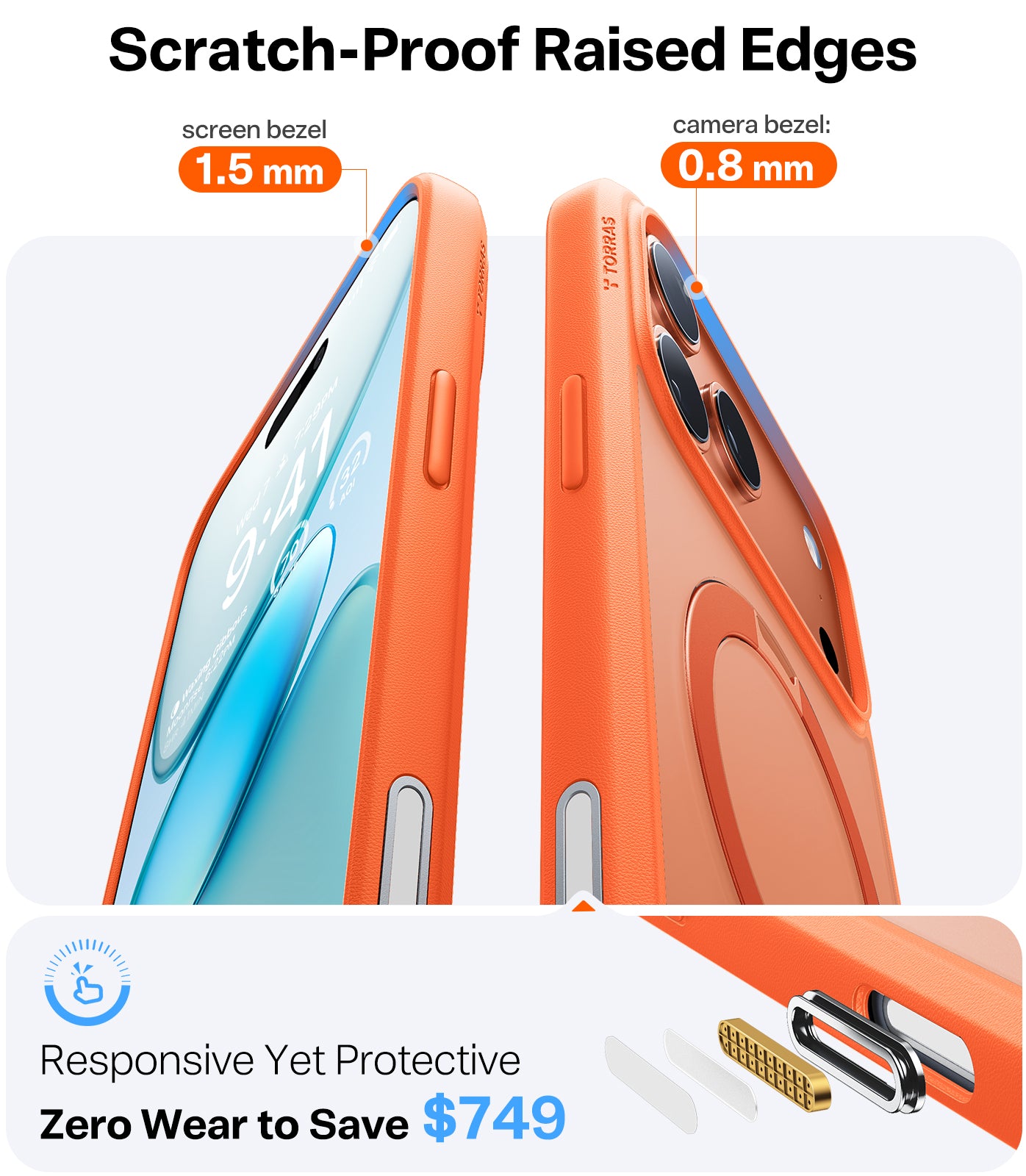 TORRAS Ostand Spin Series for iPhone 17 Pro Max (6.9") Case, 360° Spin Magnetic Stand, MagSafe Compatible, Mil-Grade Protection Case with Kickstand – Energy Orange