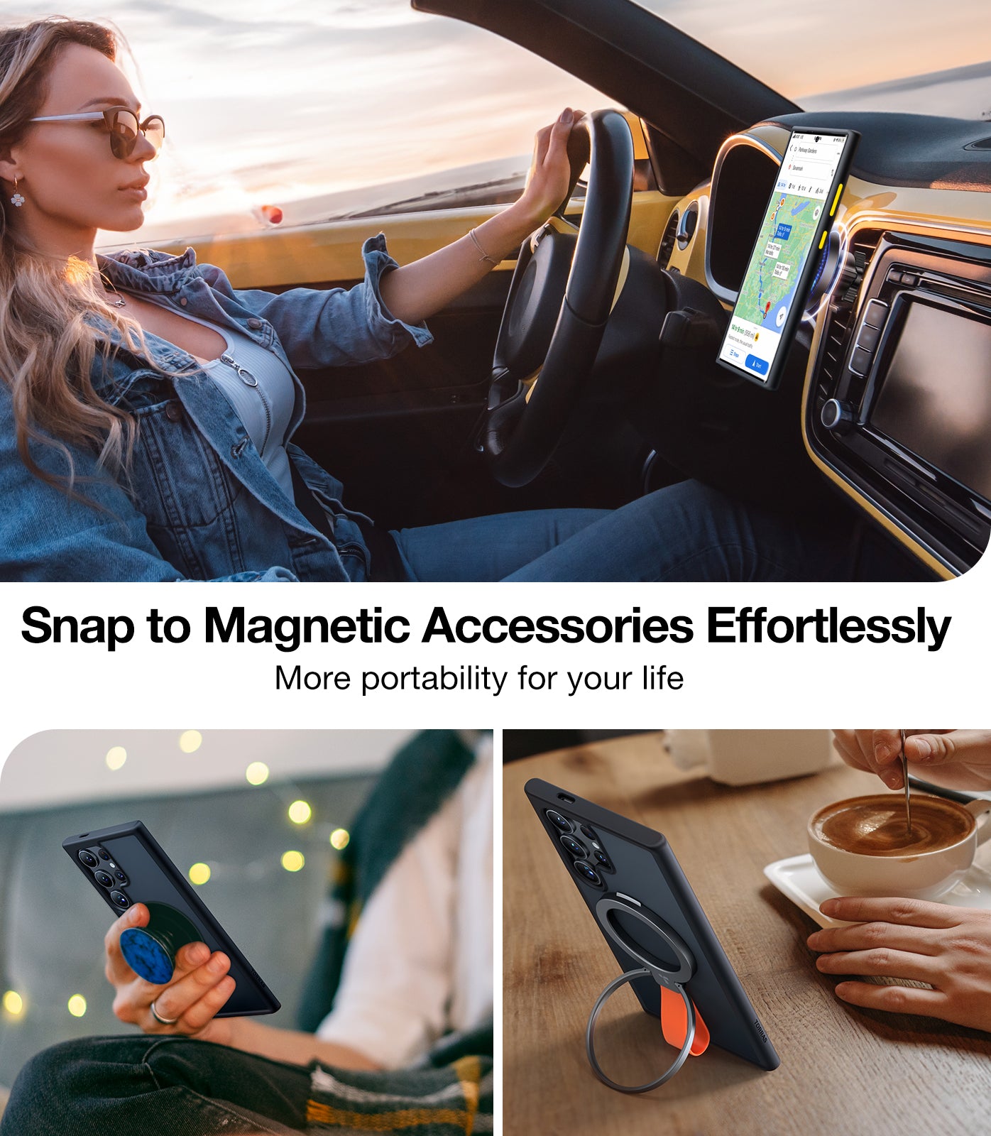 TORRAS Magnetic Shockproof for Samsung Galaxy S24 Ultra Case, [18N Strong Magnetic] [12 FT Mil-Grade Protection] [Compatible with MagSafe] Protective Translucent Matte Slim Case, Guardian-Mag Black