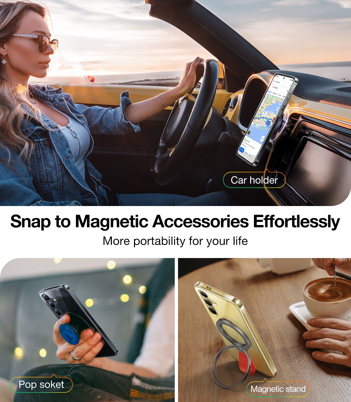 TORRAS Magnetic Crystal Clear for Samsung Galaxy S24 Plus Case, Snap to MagSafe, Drop Tested, Non-Yellowing Slim Fit Protective for 2024 Samsung Galaxy S24 Plus Phone Case, Diamond-Mag, Clear