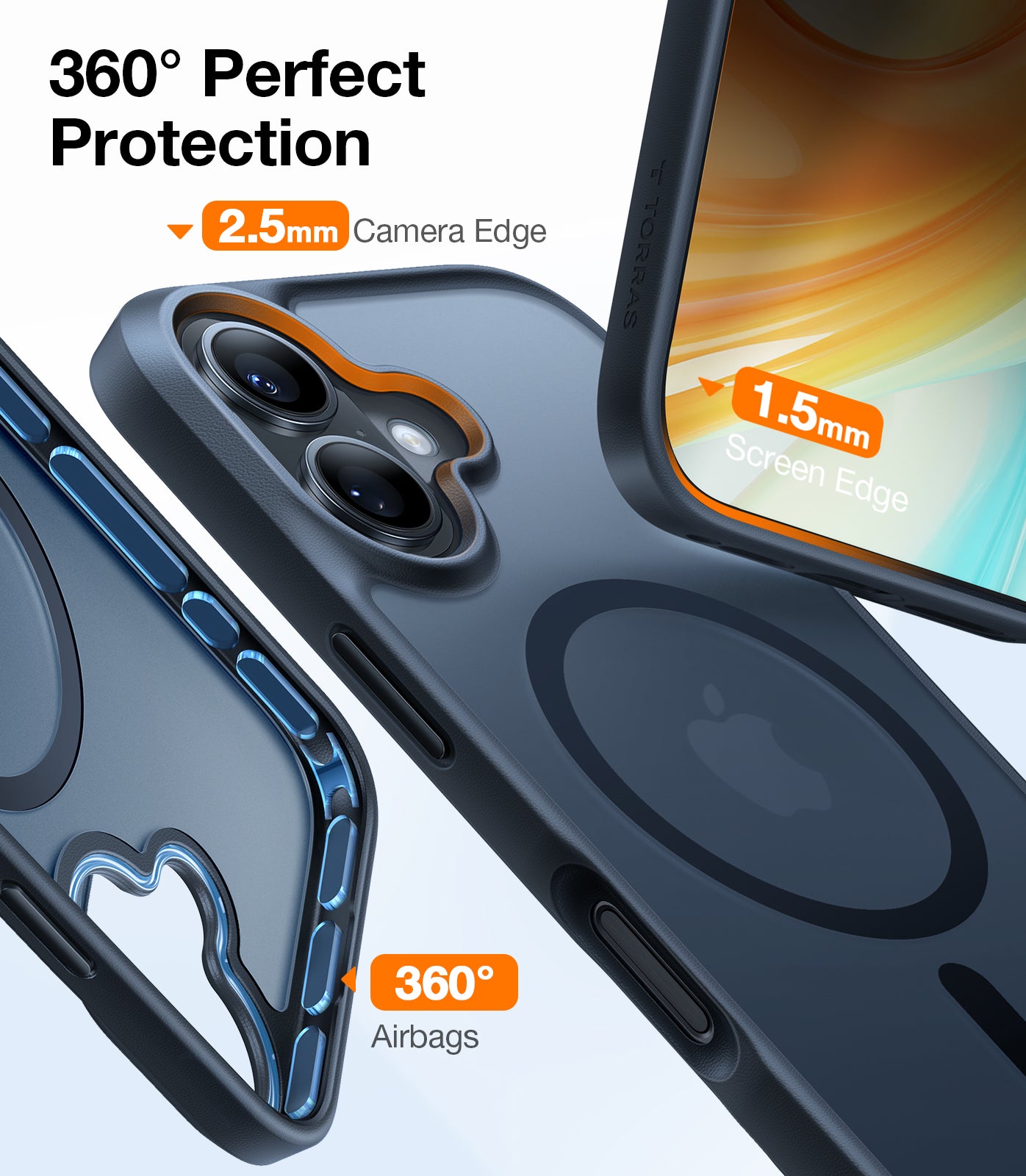 TORRAS Magnetic Shockproof Case For iPhone 16, 18N Mighty Magnetic,12FT Mil-Grade Drop Tested, Fit For MagSafe Protective Hard Back Plastic Slim Phone Case For iPhone 16 6.1", Guardian Magnetic Series Black