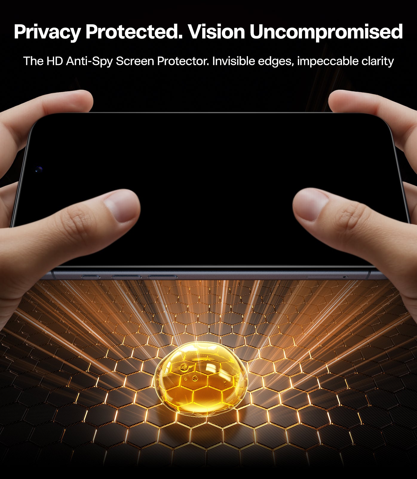 TORRAS Privacy Screen Protector for iPhone 17 Pro Max (6.9") ,Uncrackable 9H+ Hardness, 12FT Mil-Grade Anti-Shatter, Top 25° Anti-Spy, Data Protection, Full Coverage Tempered Glass – Black