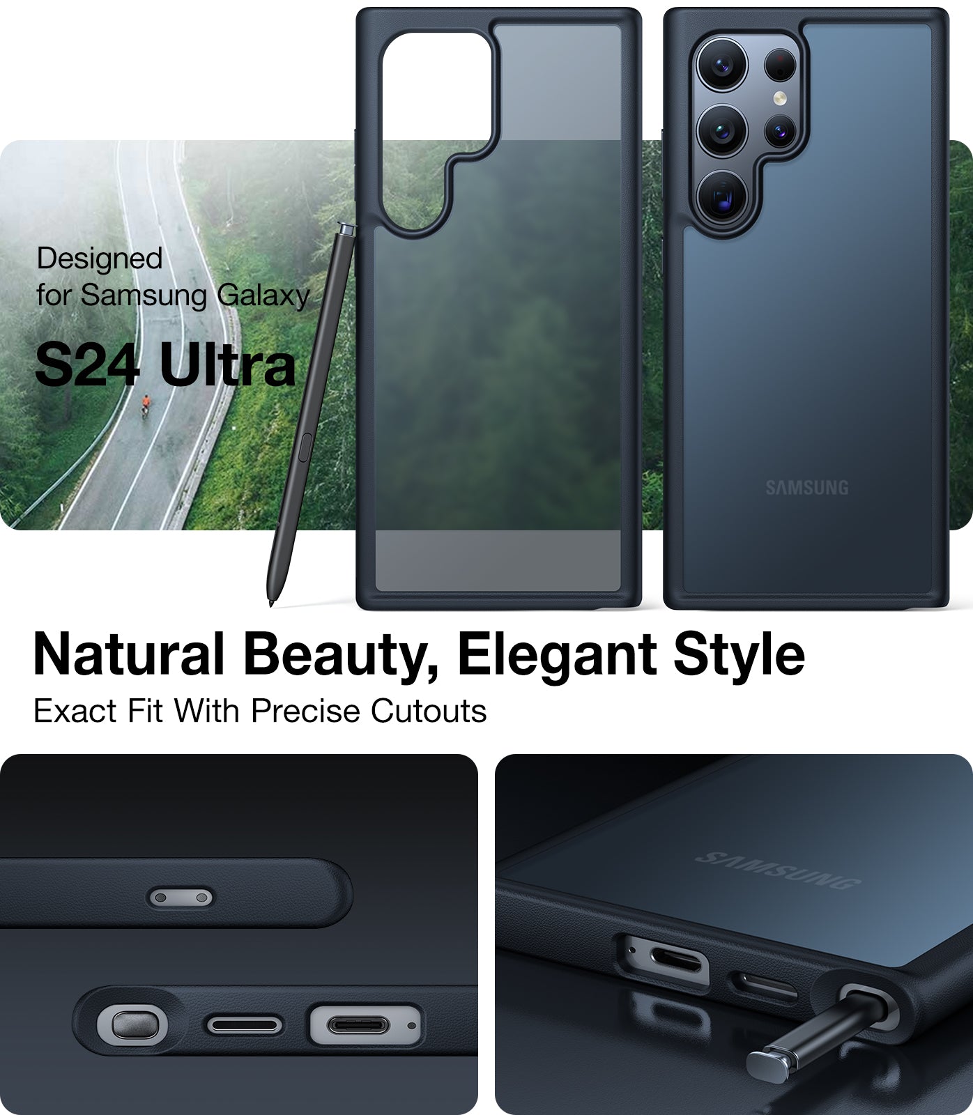 TORRAS Shockproof For Samsung Galaxy S24 Ultra Case 6.8-Inch,12Ft Mil-Grade Drop Tested, Protective Hard Semi-Clear Matte Back And Soft Edge Slim Galaxy S24 Ultra Case Guardian Series, Black