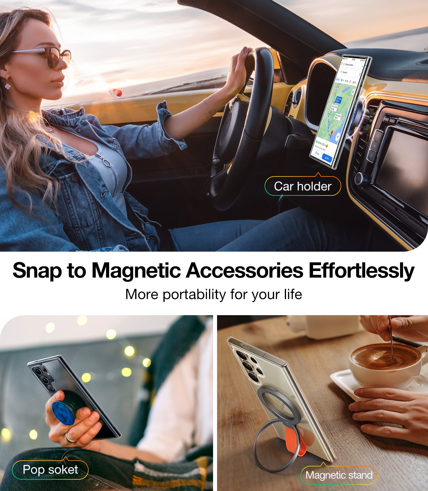 TORRAS Magnetic Shockproof for Samsung Galaxy S24 Ultra Case, [18N Mighty Magnetic] [12FT Mil-Grade Drop Tested] [Compatible with MagSafe] Protective Slim Case for Samsung S24 Ultra Case, Diamond-Mag, Clear