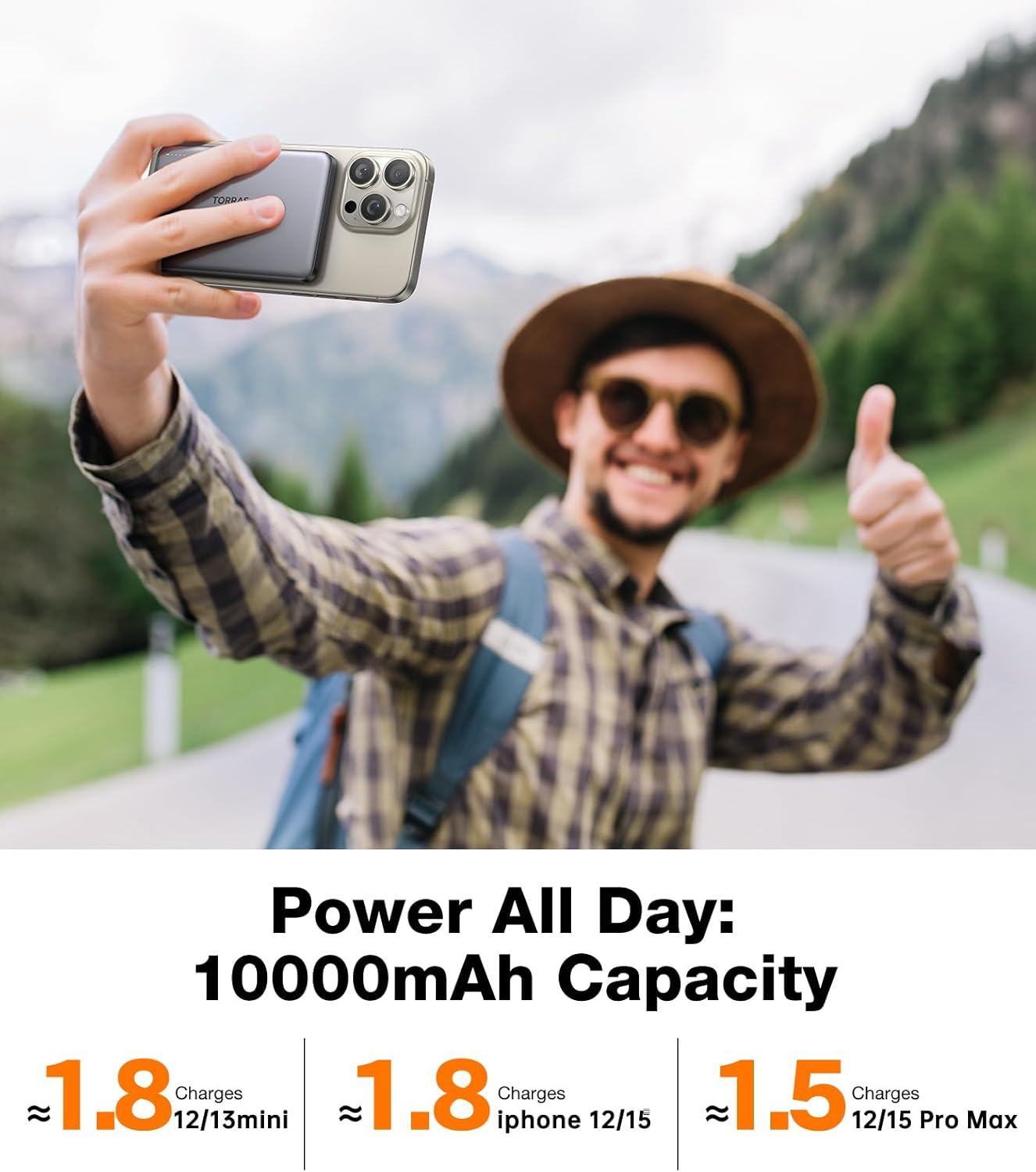 TORRAS MiniMag Qi2 Power Bank, 10,000mAh Magnetic Battery Pack, Qi2 Certified 30W with USB-C Cable, 15W Ultra-Fast MagSafe-Compatible Portable Charger, for iPhone 16 Pro Max/16 Pro/16/15, Titanium Gray