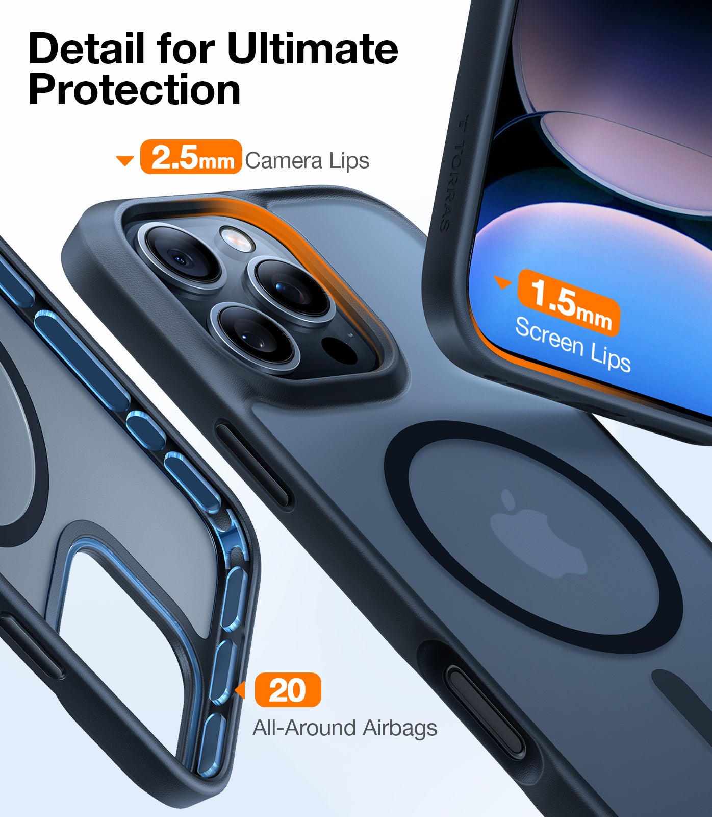 TORRAS Magnetic Shockproof for iPhone 16 Pro Case, [Compatible with MagSafe] [Mil-Grade Drop Tested] Translucent Slim Protective Case for iPhone 16 Pro Anti-Fingerprint Anti-Scratch, Black