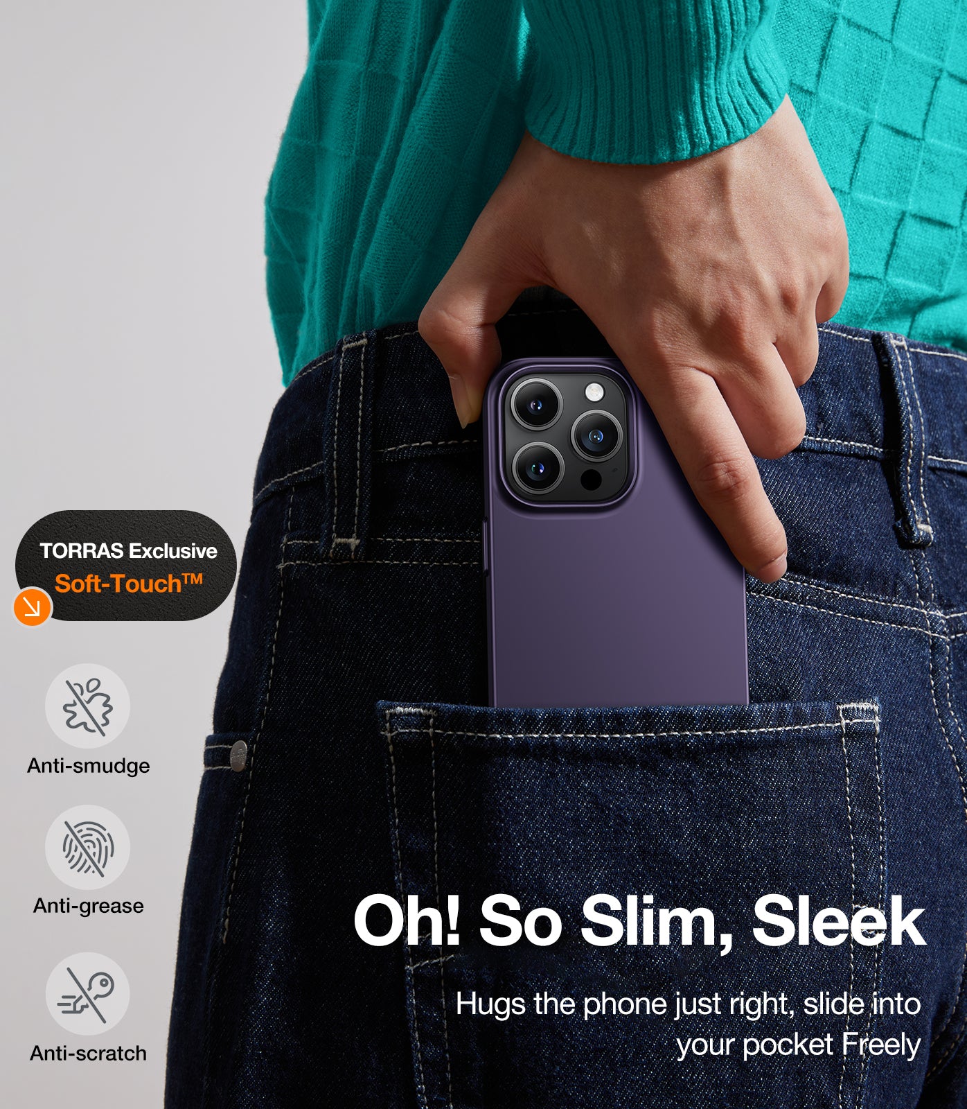TORRAS Magnetic Slim-Fit for iPhone 15 Pro Max Case, Ultra-Thin 15 ProMax Phone Case Compatible with MagSafe, Lightweight Anti-Scratch Matte Hard for iPhone 15 Pro Max Case 6.7 inch OriginFit-Mag, Dark Purple