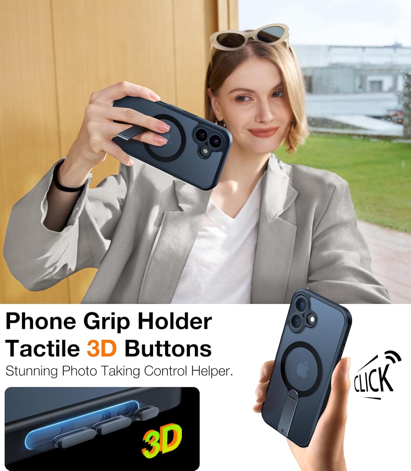 جراب TORRAS المغناطيسي 360 درجة لهاتف iPhone 16، حماية كاملة للكاميرا، مناسب لـ MagSafe، حماية من السقوط بدرجة عسكرية 16 قدمًا، جراب نحيف غير لامع لهاتف iPhone 16 مع حامل (6.1 بوصة)، أسود 