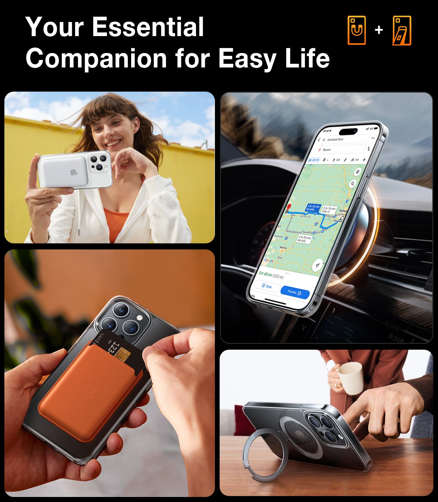 TORRAS Magnetic Ostand for iPhone 15 Pro Max Case, [Mil-Grade Drop Tested][Compatible with MagSafe][Build in Kickstand] Clear Slim Hard Back Soft Edge Anti-Fingerprint, Ostand, Clear