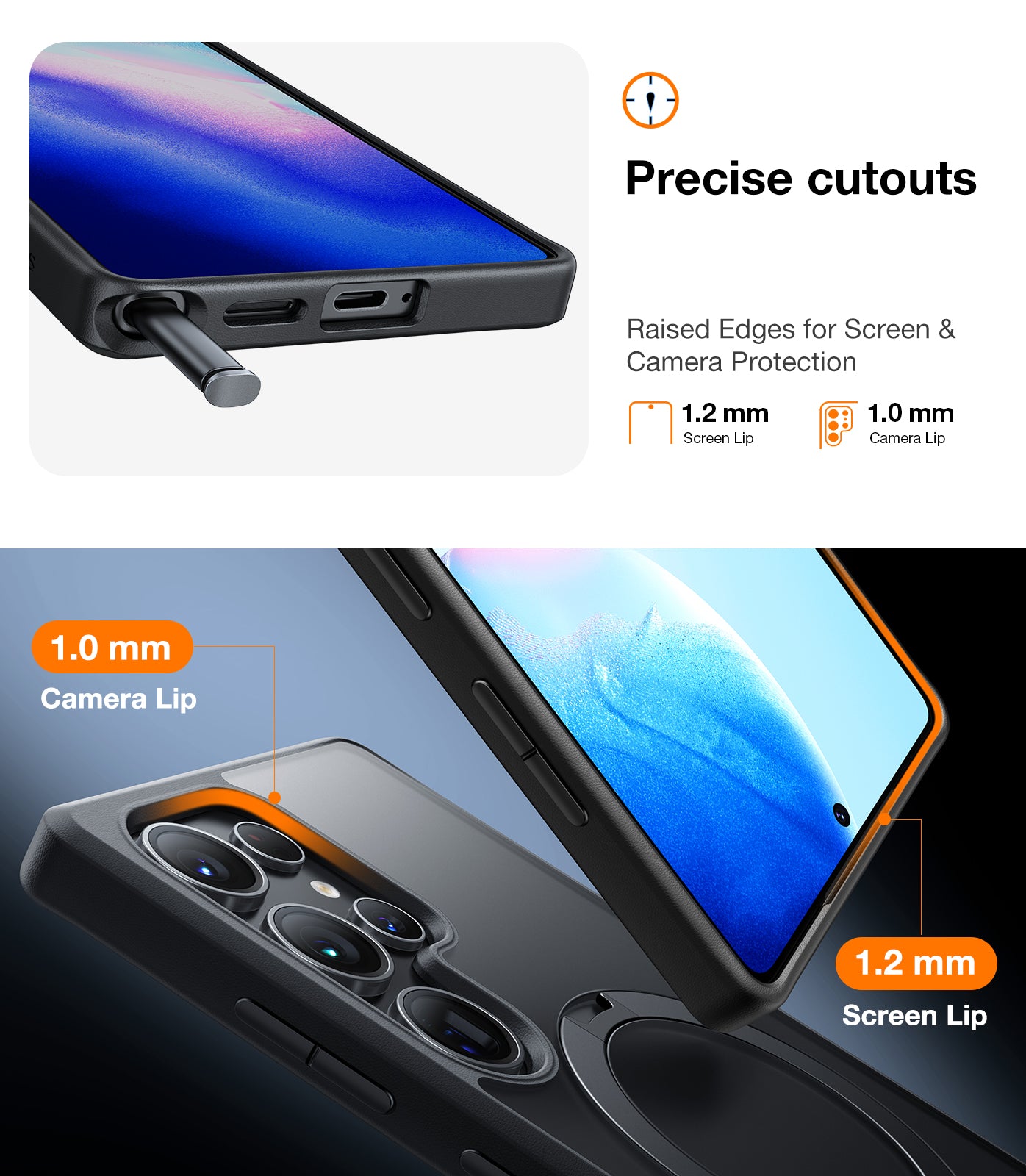 TORRAS 360° Spin Magnetic Stand for Samsung Galaxy S25 Ultra Case, Fit for Magsafe, Mil Grade Slim Protective S25 Ultra Case with Kickstand & Ring Holder, Ostand Spin, Translucent Forested Black