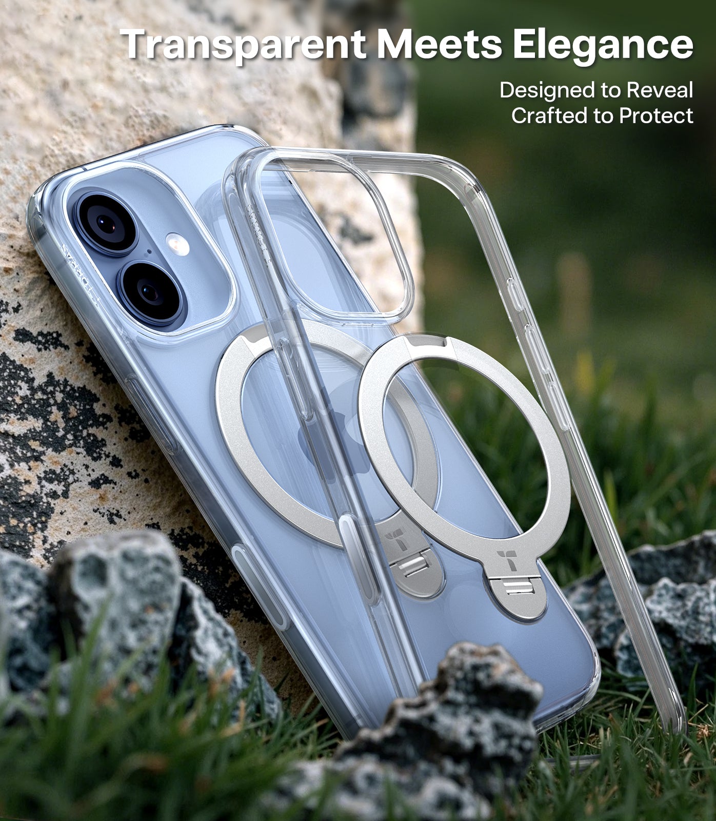 TORRAS Ostand Spin Series for iPhone 17 (6.3-Inch) Case, 360° Spin Magnetic Stand, MagSafe Compatible, Mil-Grade Protection Case with Kickstand – Clear