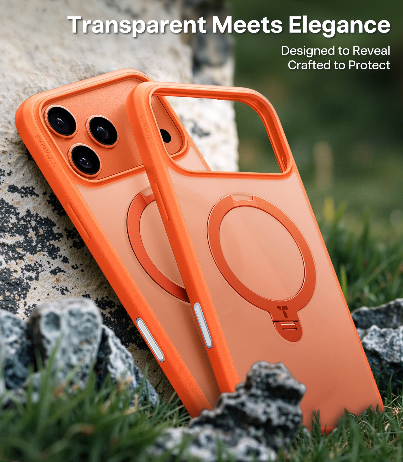 TORRAS Ostand Spin Series for iPhone 17 Pro Max (6.9") Case, 360° Spin Magnetic Stand, MagSafe Compatible, Mil-Grade Protection Case with Kickstand – Energy Orange