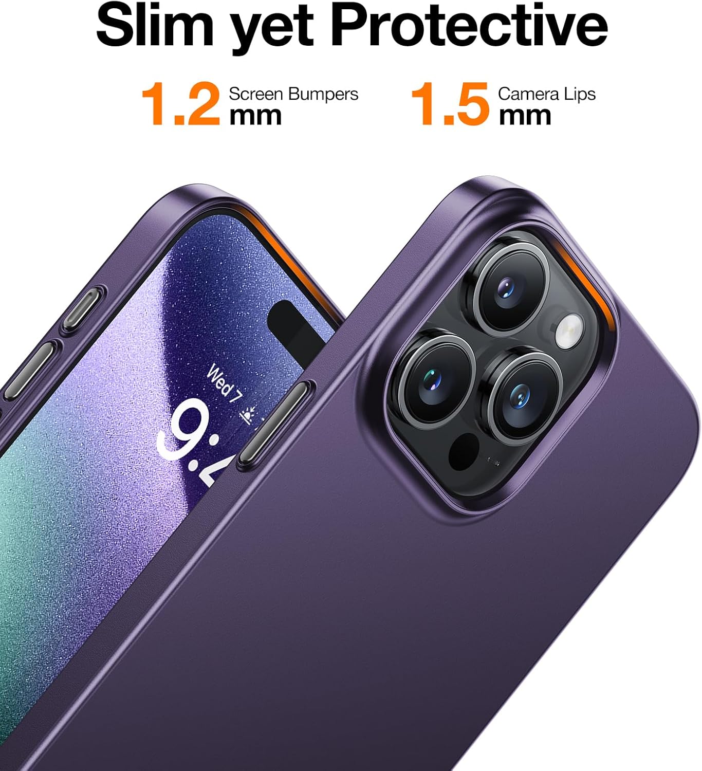 TORRAS Slim-Fit Designed for iPhone 15 Pro Case, Ultra Thin 15 Pro Phone Case, Velvety Feel, Lightweight Anti-Scratch Matte Hard iPhone 15 Pro Case 6.1 inch, Origin Fit, Purple
