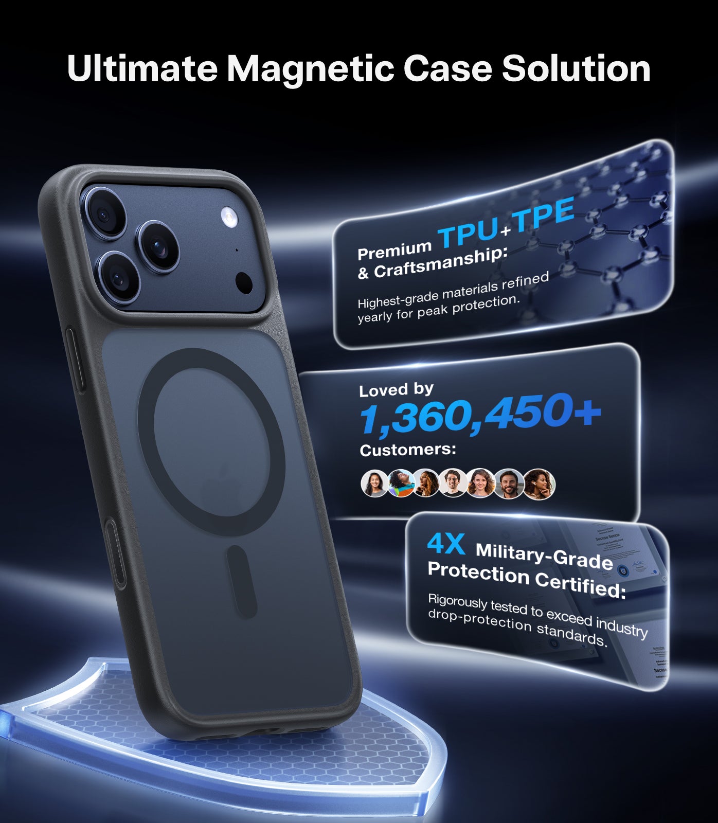 TORRAS Guardian-Mag Series Case for iPhone 17 Pro (6.3") – Magnetic, 12FT Military-Grade Drop Protection, Slim & Sleek Design, Black