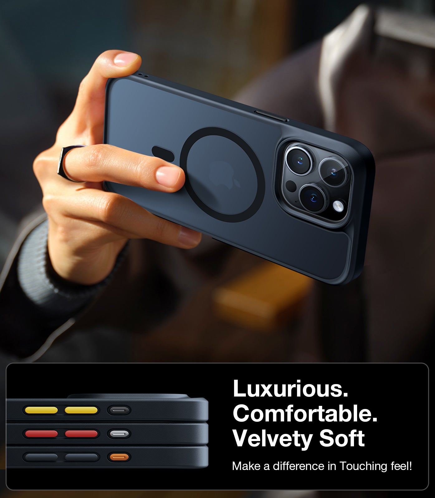TORRAS Magnetic Guardian Designed for iPhone 15 Pro Max Case, [Mil-Grade Drop Tested] [Compatible with MagSafe] Slim Frosted, Translucent Slim Protective Case for 15 Pro Max Anti-Fingerprint Anti-ScratchCase for iPhone 15 Pro Max Phone Case (6.7") Black