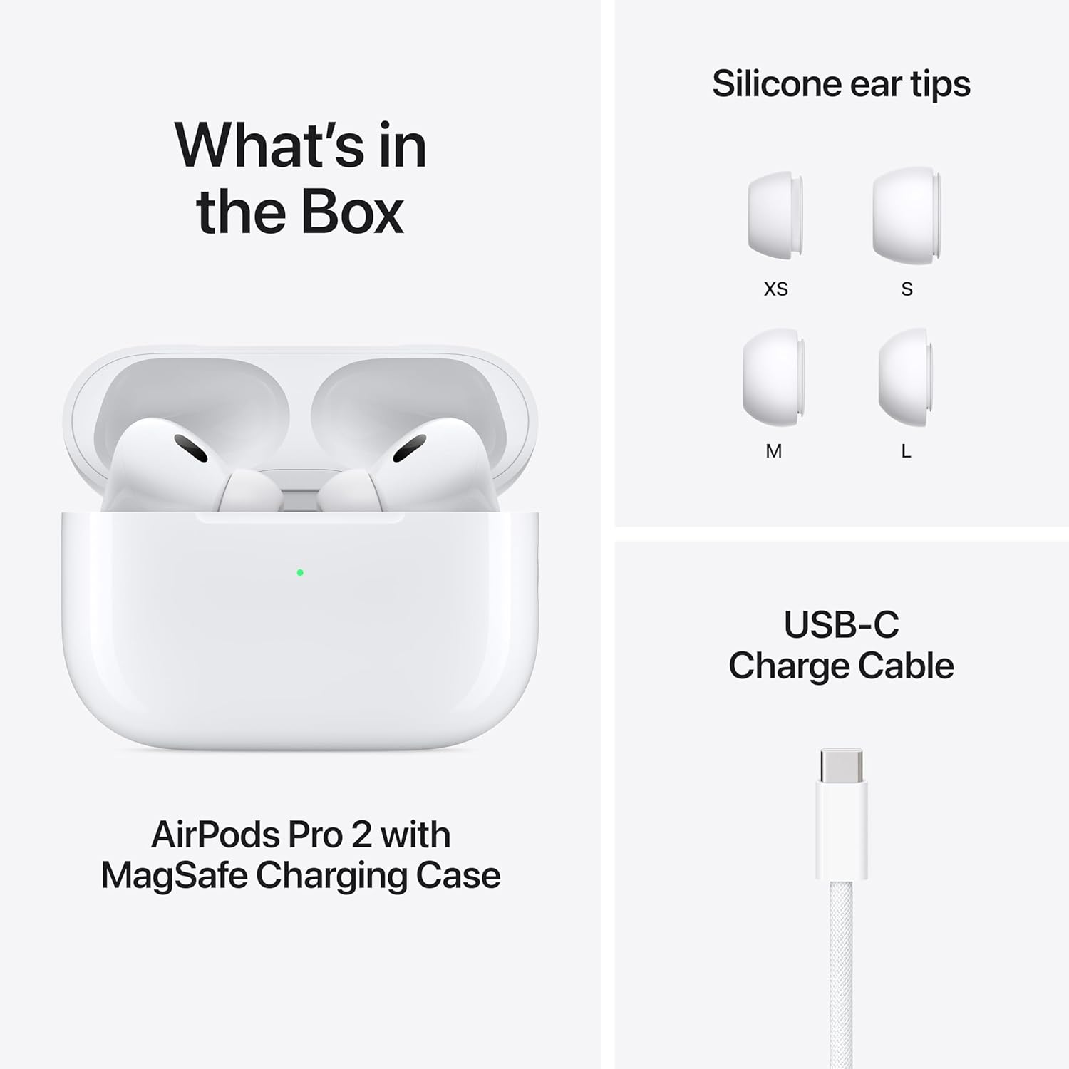 Apple AirPods Pro 2 Wireless Earbuds, Bluetooth Headphones, Active Noise Cancellation, Hearing Aid Feature, Transparency, Personalized Spatial Audio, High-Fidelity Sound, H2 Chip, USB-C Charging (International Version HK)