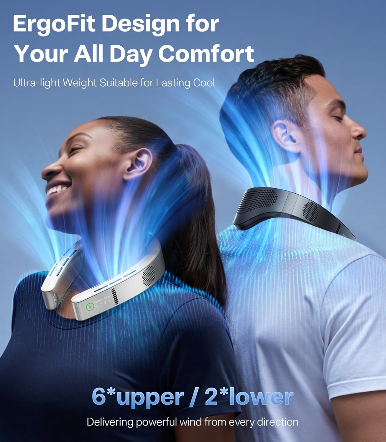 TORRAS TORRAS 2025 Top Al Neck Fan Air Conditioner Coolify Cyber, Portable Personal Neck Fans that Blow Cold Air, No.1 Dual-Coolest Wind & 720° Immersive Cooling, Rechargeable for Outdoor/Indoor. Gift for Dad