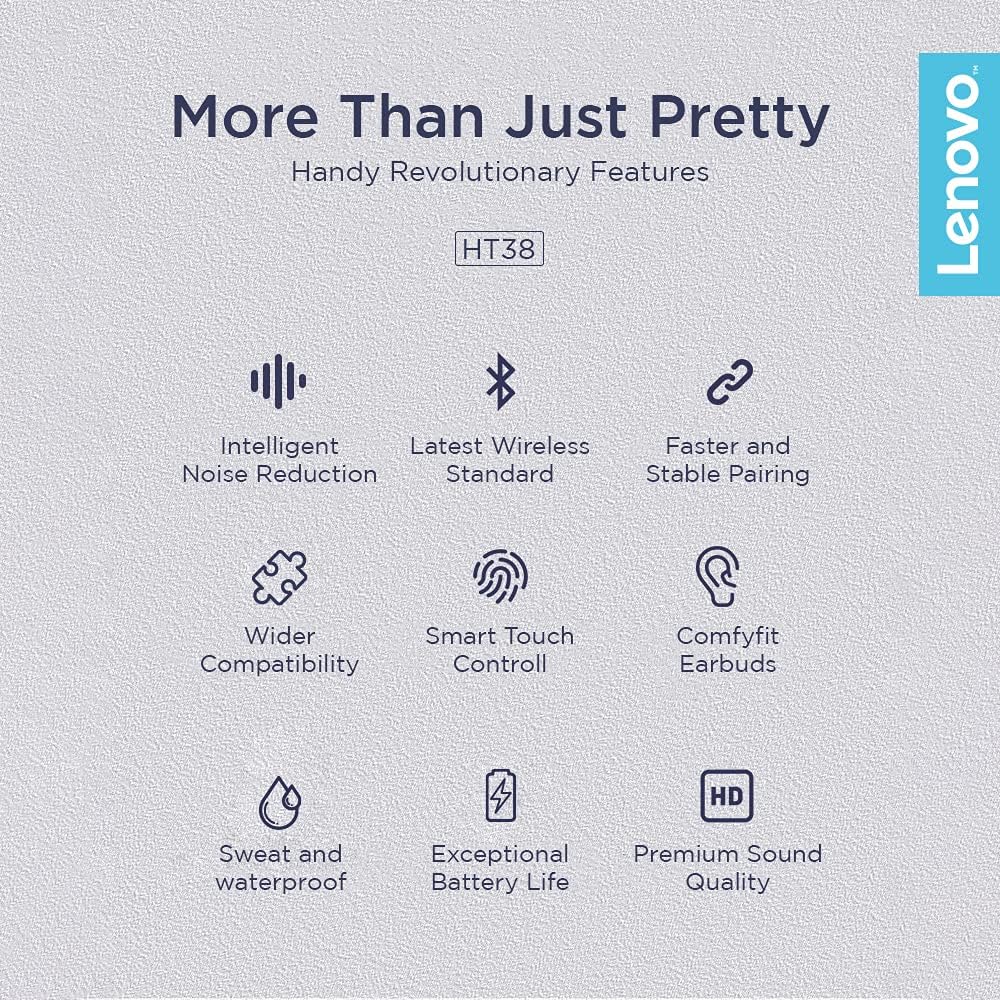 Lenovo HT38 TWS Wireless Headphones White