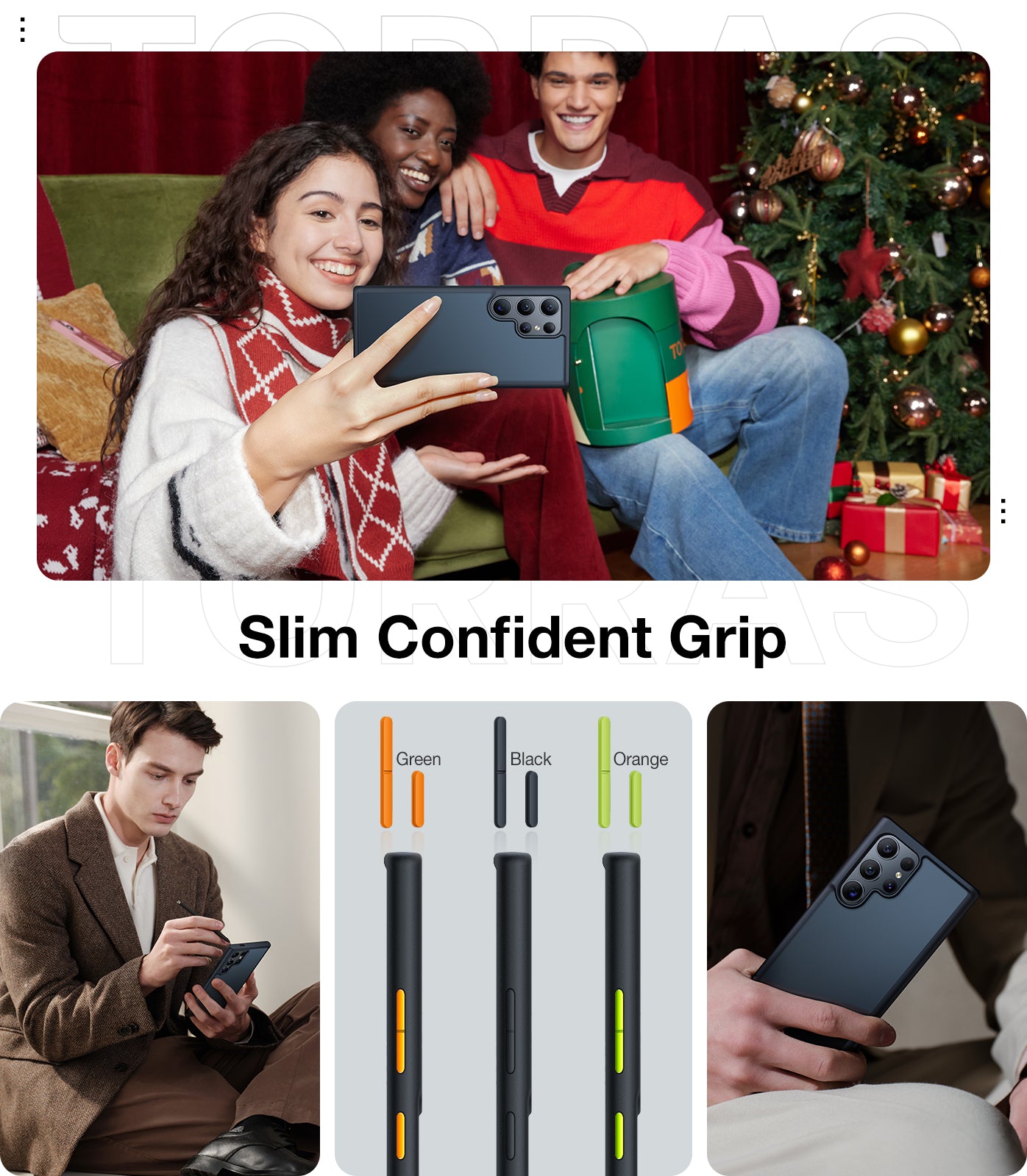 TORRAS Shockproof For Samsung Galaxy S24 Ultra Case 6.8-Inch,12Ft Mil-Grade Drop Tested, Protective Hard Semi-Clear Matte Back And Soft Edge Slim Galaxy S24 Ultra Case Guardian Series, Black