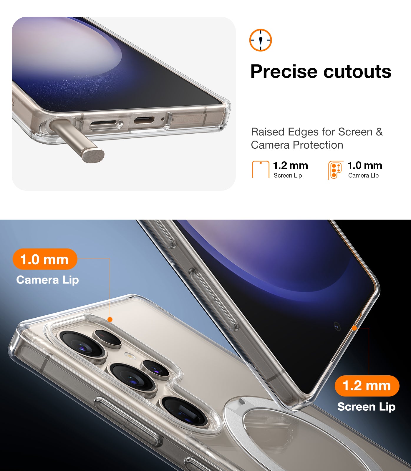 TORRAS 360° Spin Magnetic Stand for Samsung Galaxy S25 Ultra Case, Fit for Magsafe, Mil-Grade Slim Hard PC Protective S25 Ultra Clear Case with Kickstand & Ring Holder, Ostand Spin, Clear