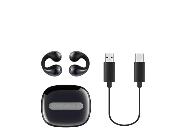LINKLIKE RingStar Air Open-Ear Headphones – Lightweight Bluetooth 5.3 Earbuds with ENC Noise Reduction Microphone, 36H Playtime, Secure Fit for Sports, Running, Office & Daily Use – Black