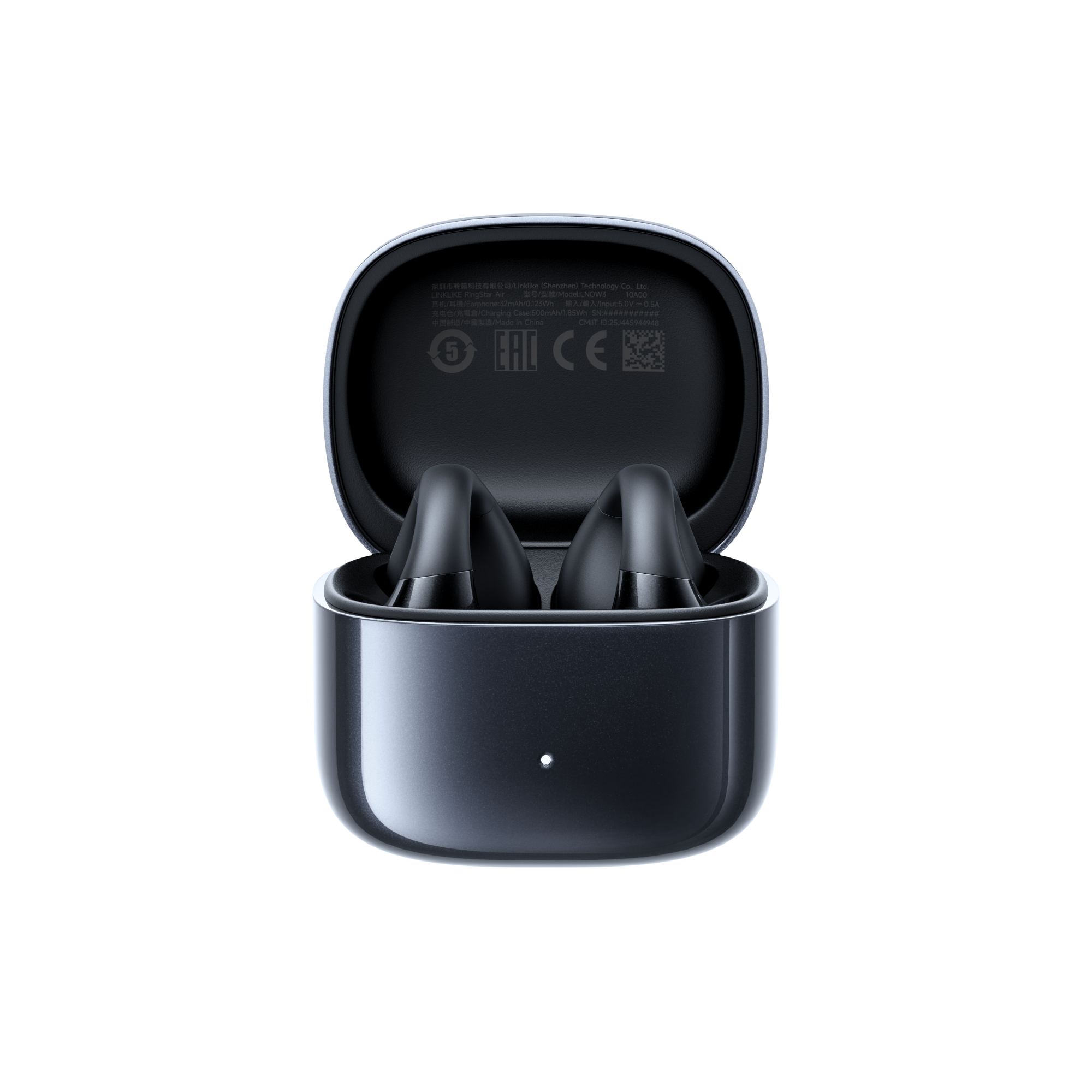 LINKLIKE RingStar Air Open-Ear Headphones – Lightweight Bluetooth 5.3 Earbuds with ENC Noise Reduction Microphone, 36H Playtime, Secure Fit for Sports, Running, Office & Daily Use – Black